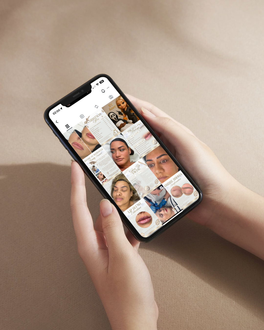 instagram account showing on a phone mock up of silk social studios content creation services.
