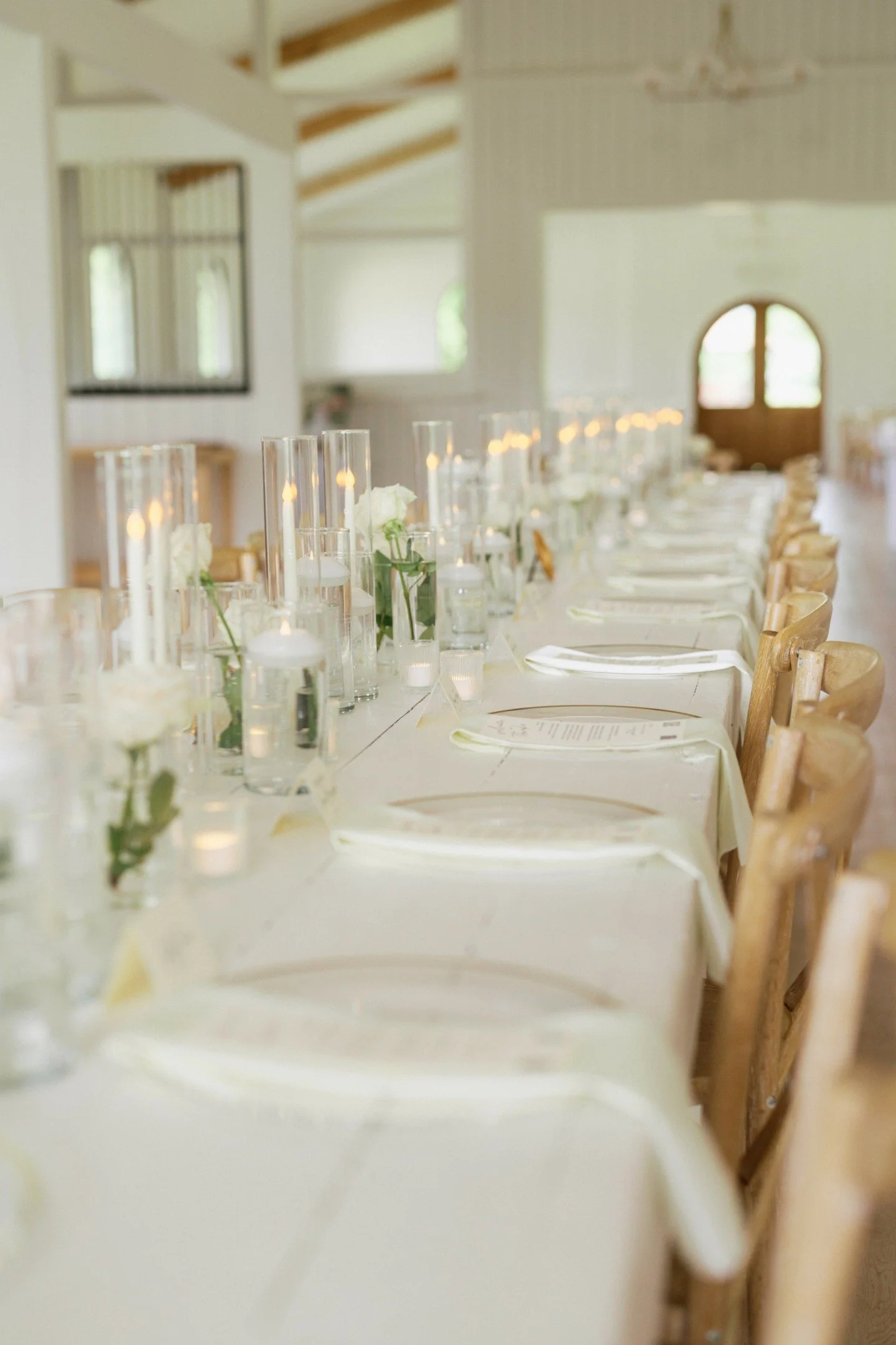 Flowers. Candles. Runners. Or all three. 
This table was made to wow!