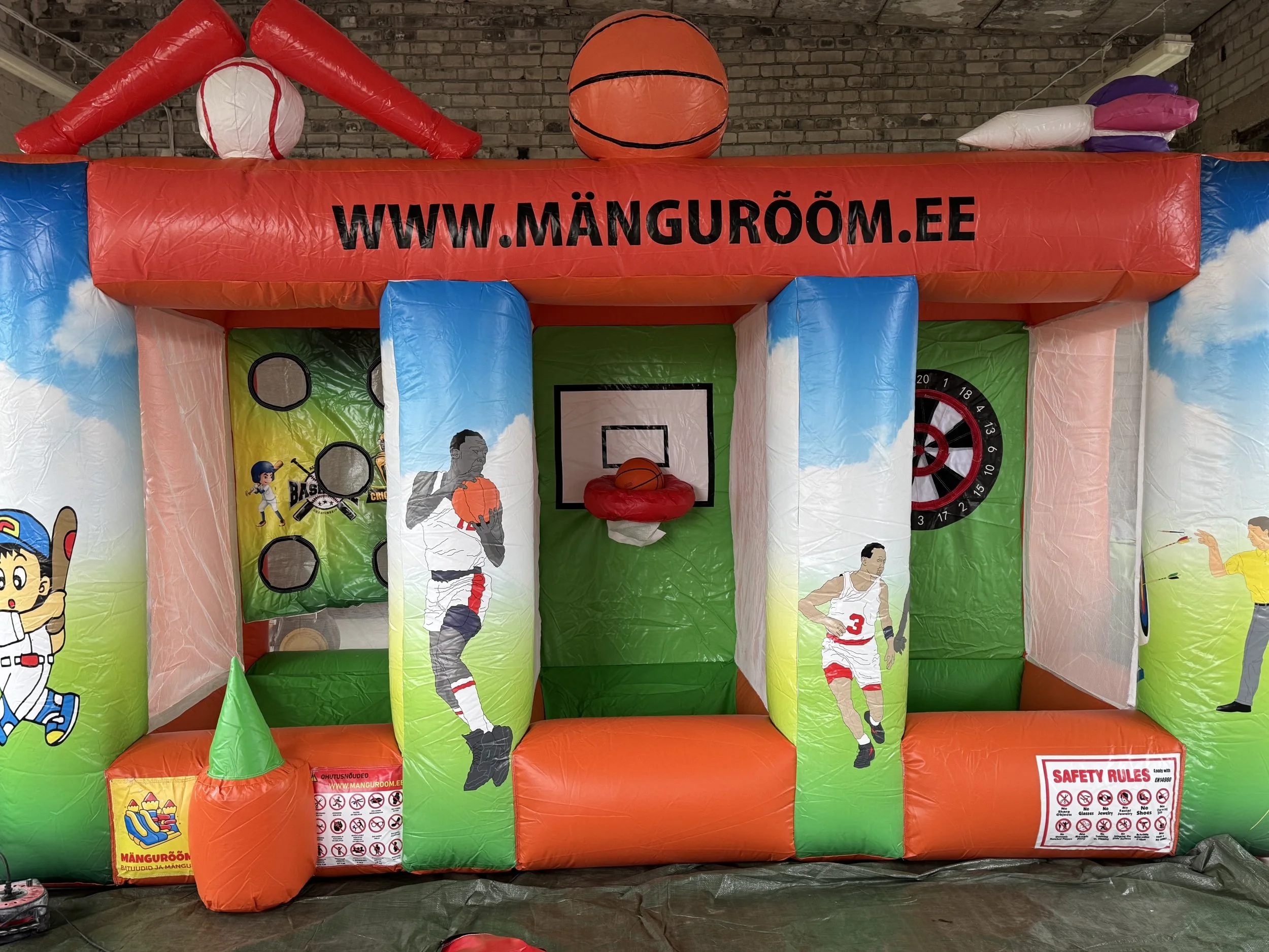 3in1 täispuhutav mänguatraktsioon | Noolemäng, korvpall ja krikett