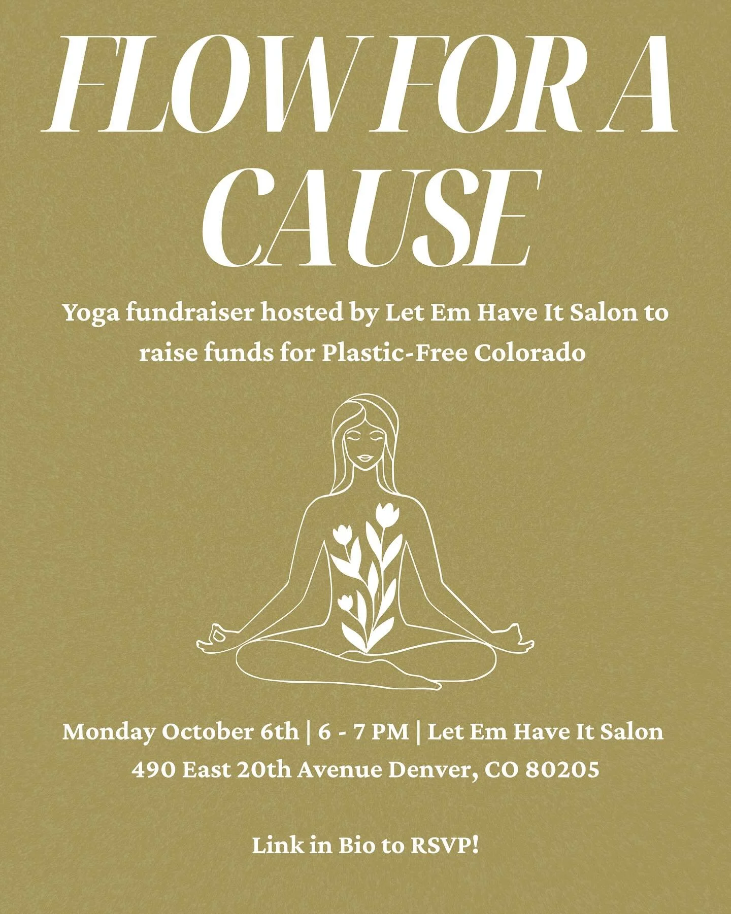 Join @lehisalon on Monday, October 6th 6 - 7 pm for a fun-filled yoga session to raise funds for Plastic-Free Colorado. 💙🧘&zwj;♀️

Link in Bio to RSVP!

#yoga #fundraiser #plasticfree