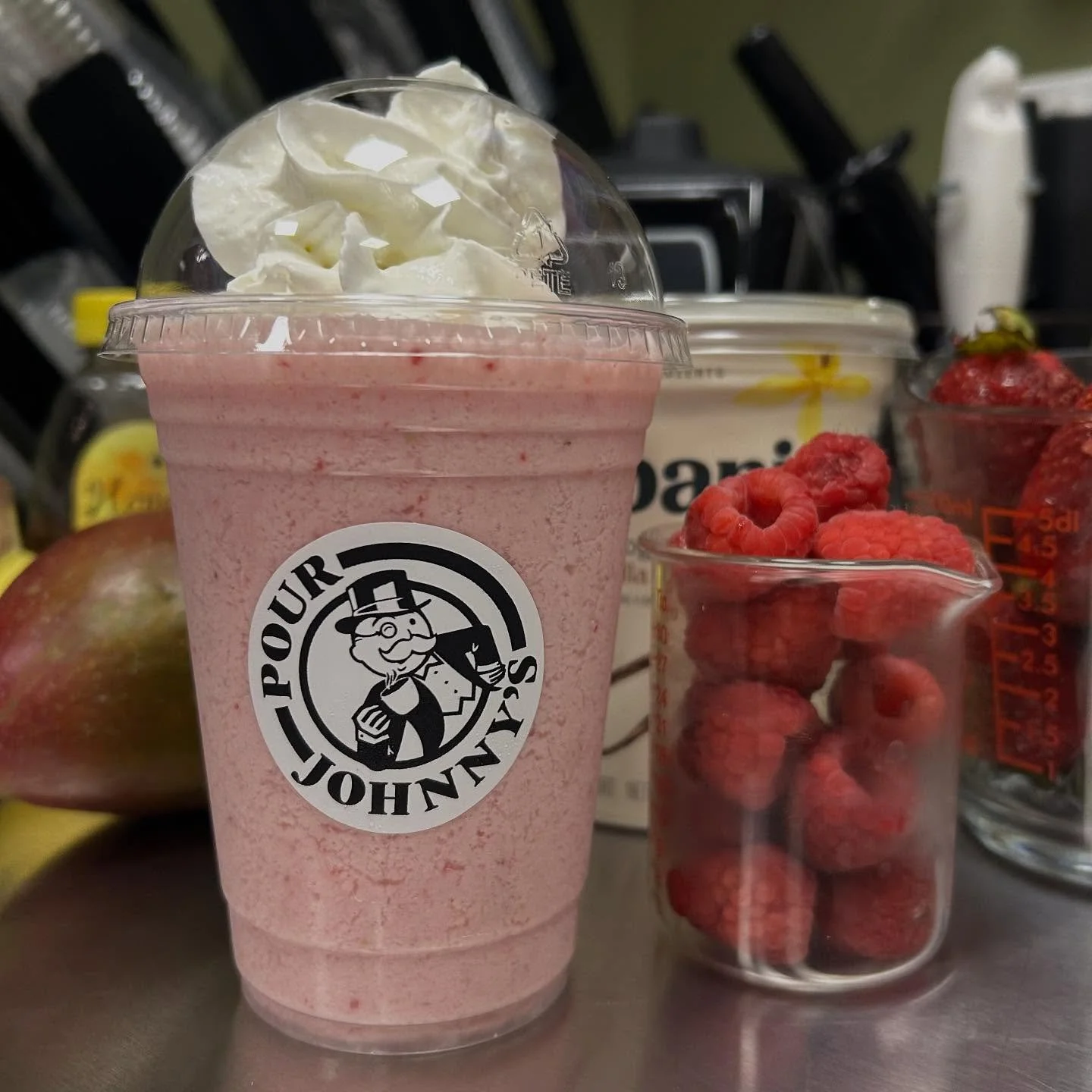 Smooth operator.  Blended with fresh fruit, Greek yogurt, local honey, milk &amp; ice.  Choose from mango, strawberry, banana or kiwi.  Add a scoop of protein powder or chia seeds for an extra kick.  Open daily:  M-F 
6 am - 2 pm; Saturday 8 am - 2 p