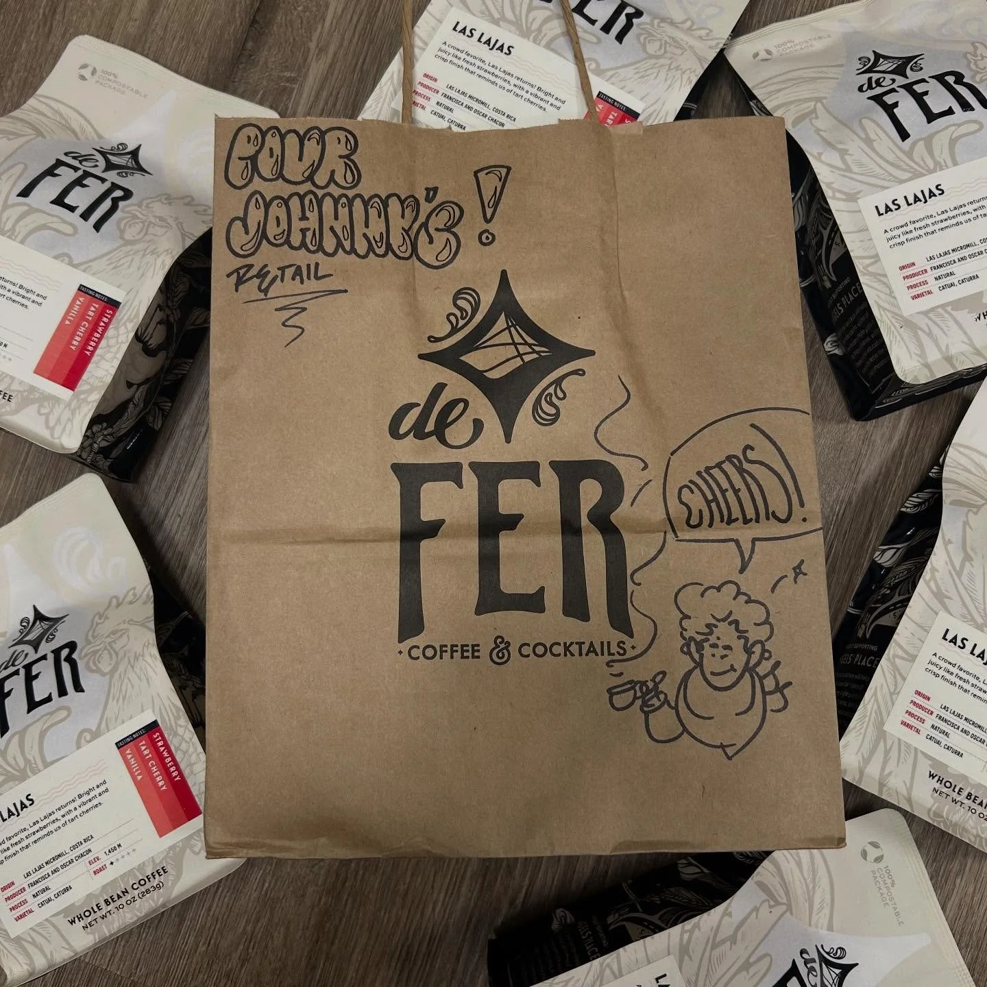 Baby, it&rsquo;s cold outside, but we are roasting in the shop.  New, seasonal beans have arrived, featuring Light Up Night from @defercoffeeandtea - a chocolatey winter blend with a hint of red berry, get a fresh shot or get it to go.  Our 10 oz ret