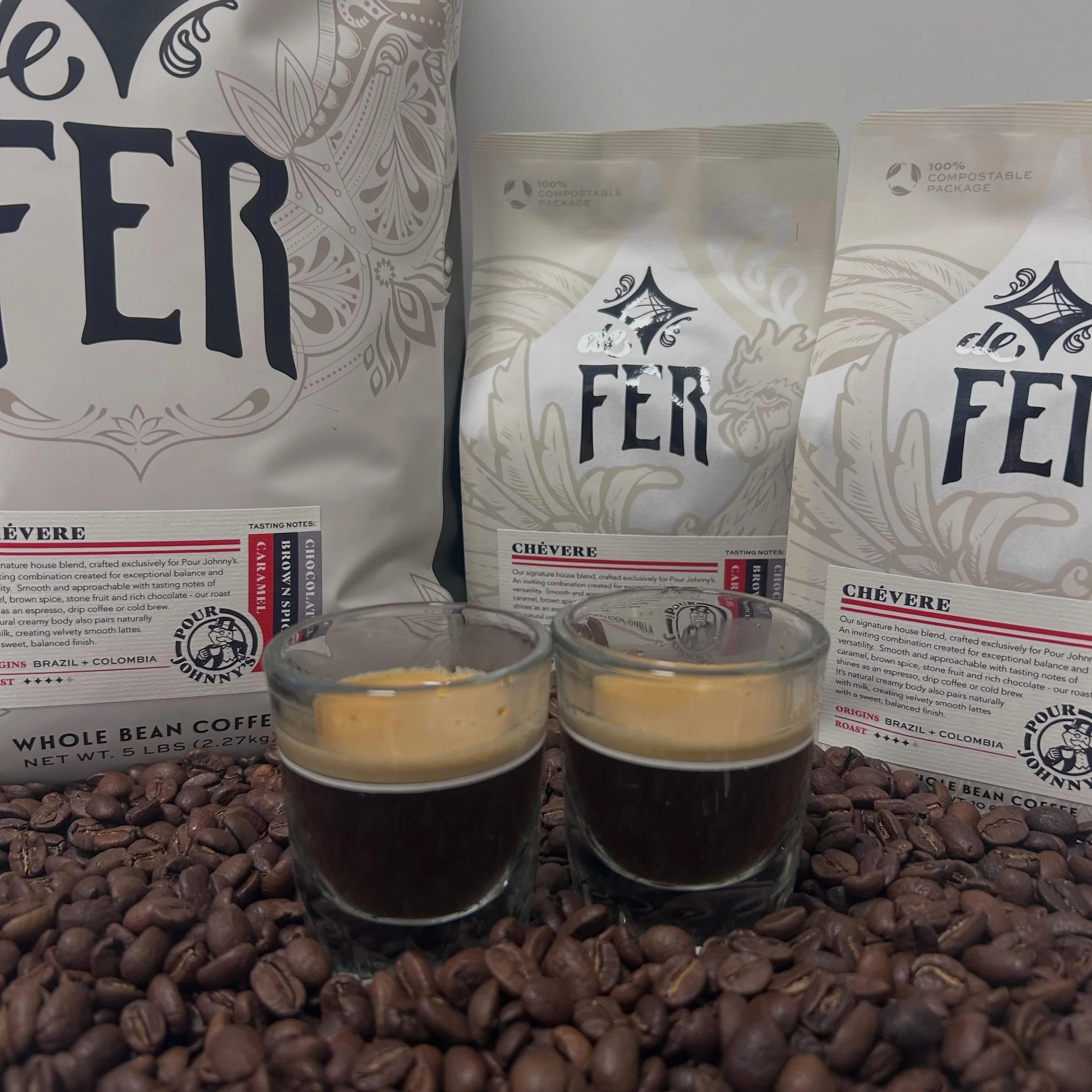 Ch&eacute;vere - South American slang for &ldquo;cool,&rdquo; &hellip;and in this case it&rsquo;s in celebration of espresso beans.  Our friends @defercoffeeandtea have created a unique blend available exclusively at Pour Johnny&rsquo;s and it&rsquo;