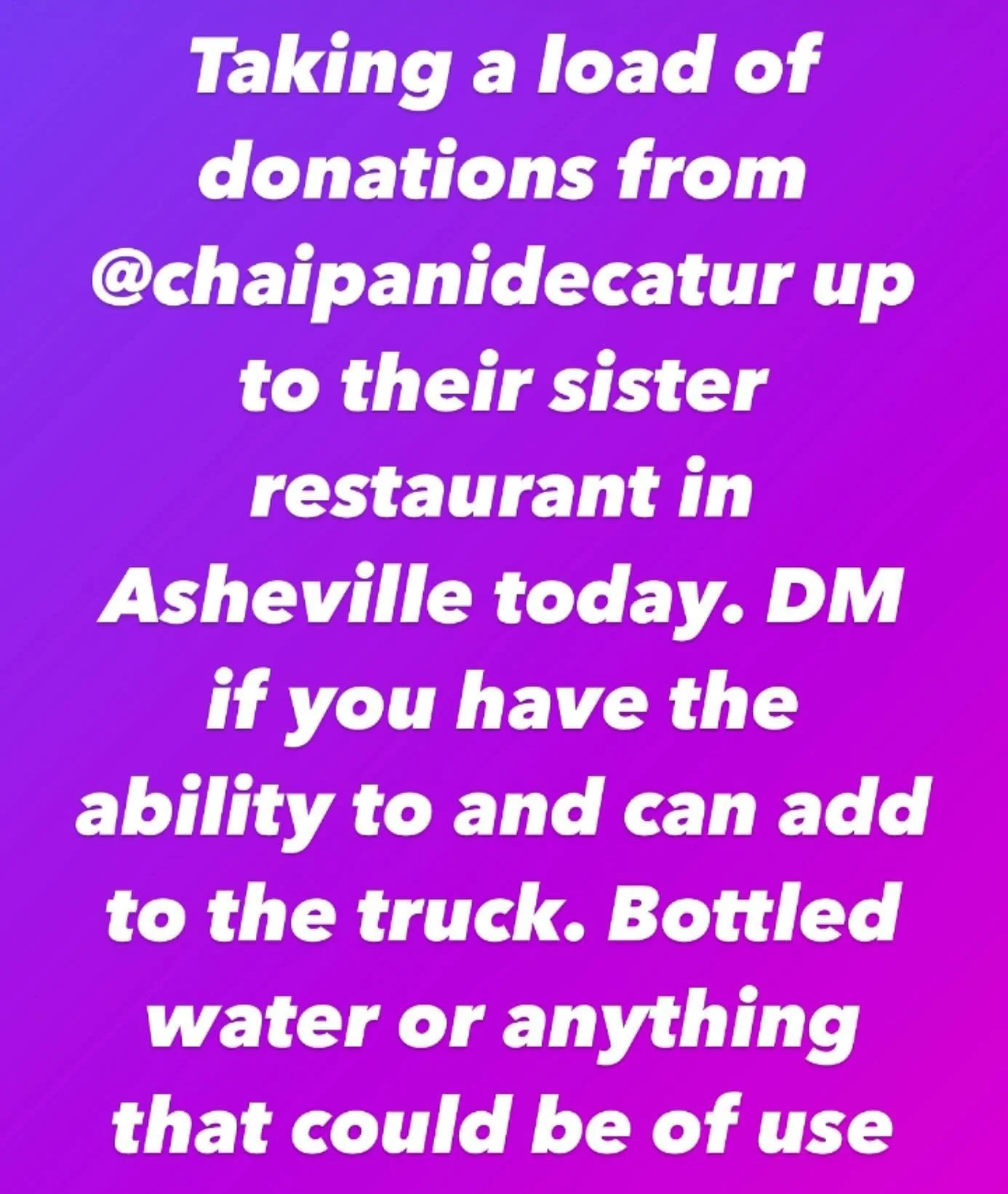 Collecting supplies (water and hygiene products mostly) to send to our neighbors in the Asheville area. Venmo @littlesecretgvl if you are able to help! You can also just share the post if you aren&rsquo;t in a position to help financially. Thank you!