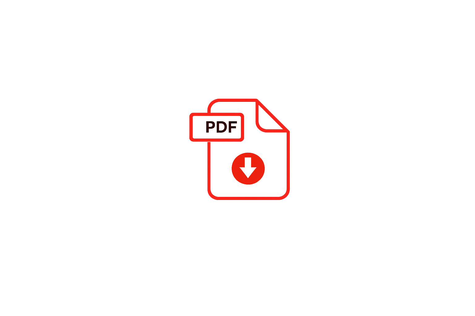 Digitally distorted image of a red PDF file icon with a download arrow, set against a dark, glitchy background with purple, blue, and pink streaks.