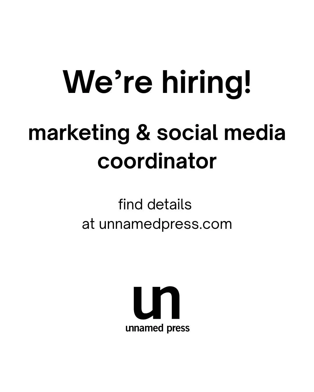 Could you make this post WAY more interesting? 

Apply to become our new Marketing &amp; Social Media Coordinator! 

We are seeking an energetic new addition to the team in Los Angeles who loves books, but most importantly, loves to convince others t
