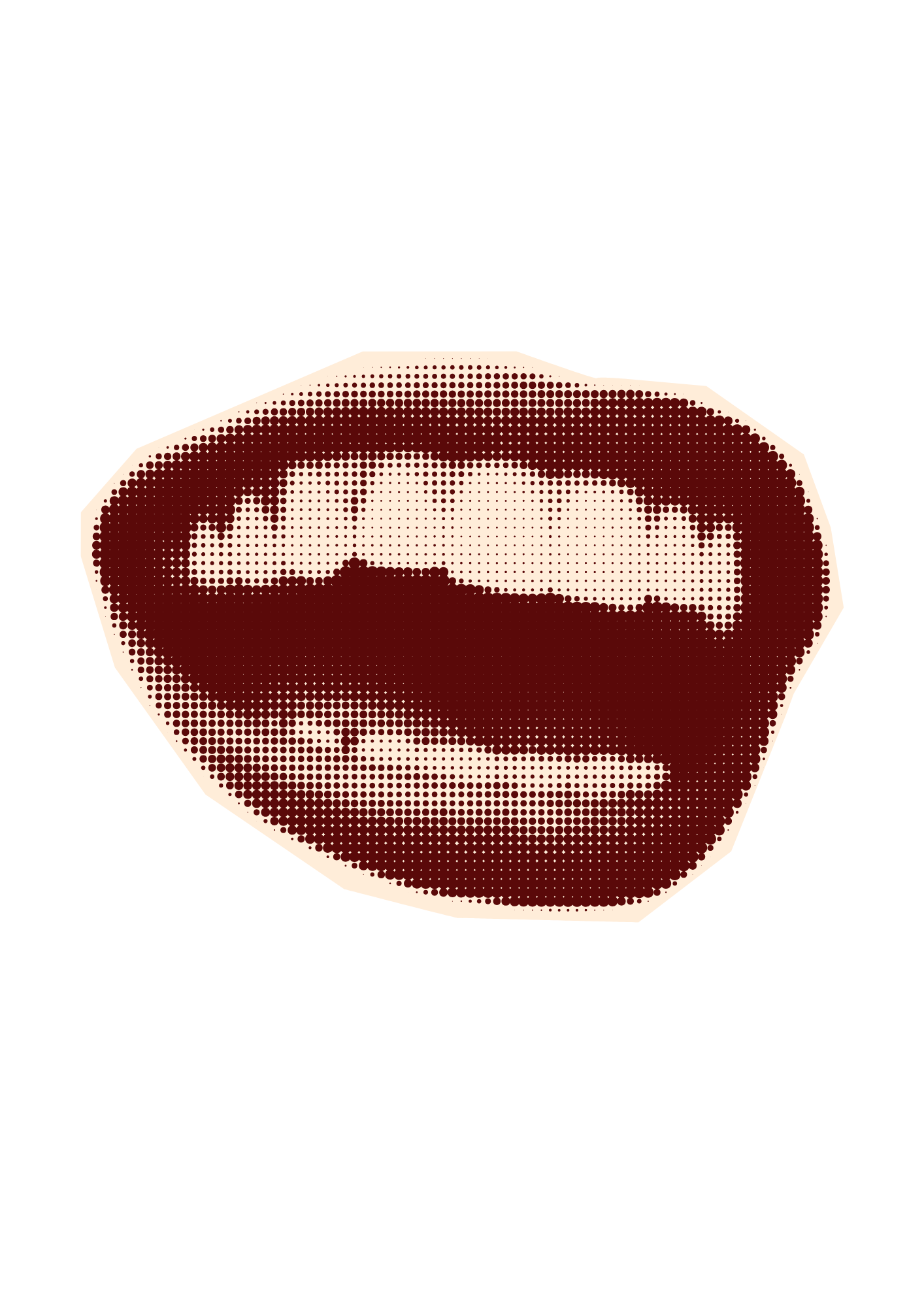 A stylized halftone image of a bison head with a rough, upright octagonal border, against a black background.
