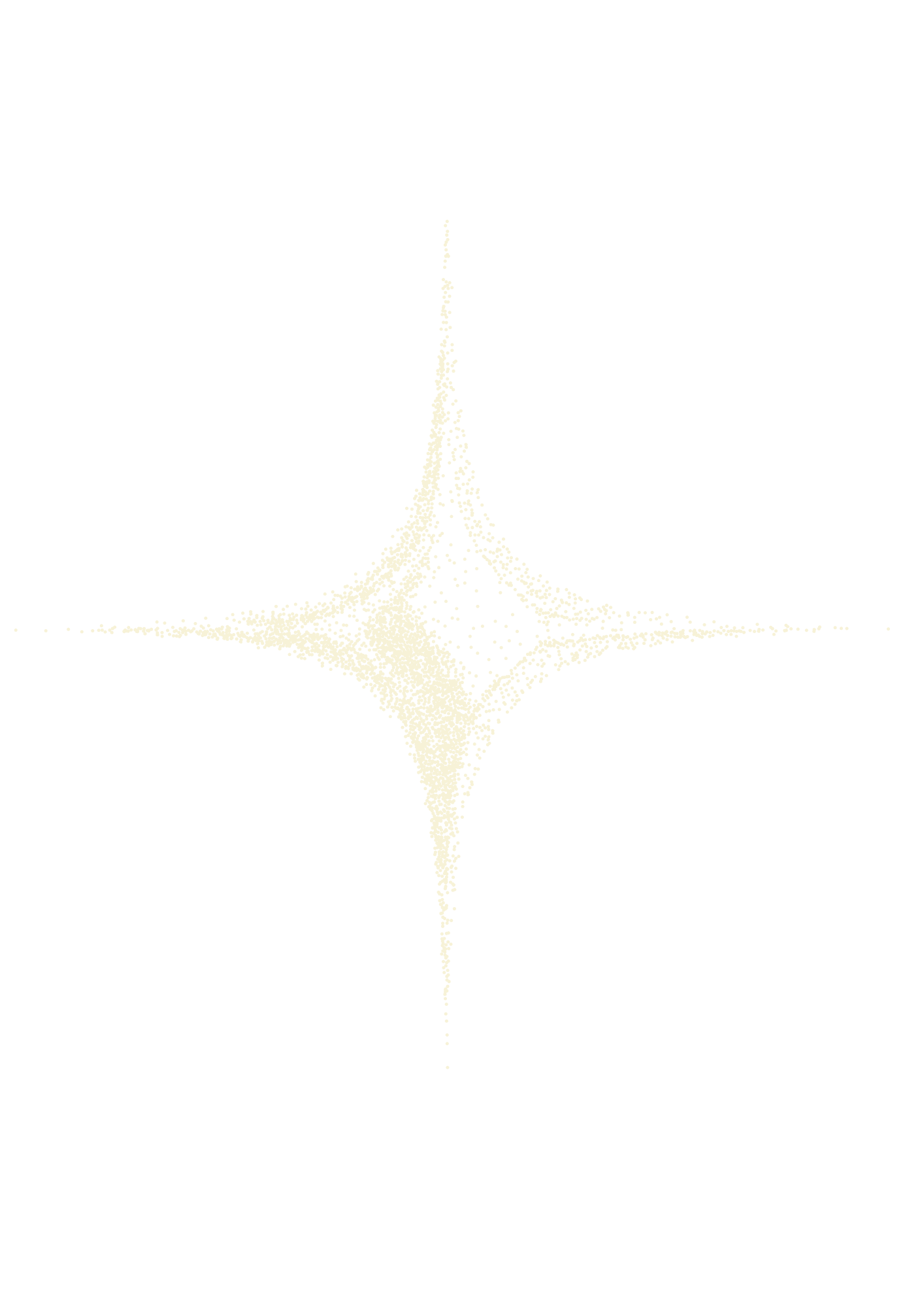 A star-shaped sparkle pattern created with small white dots on a black background.