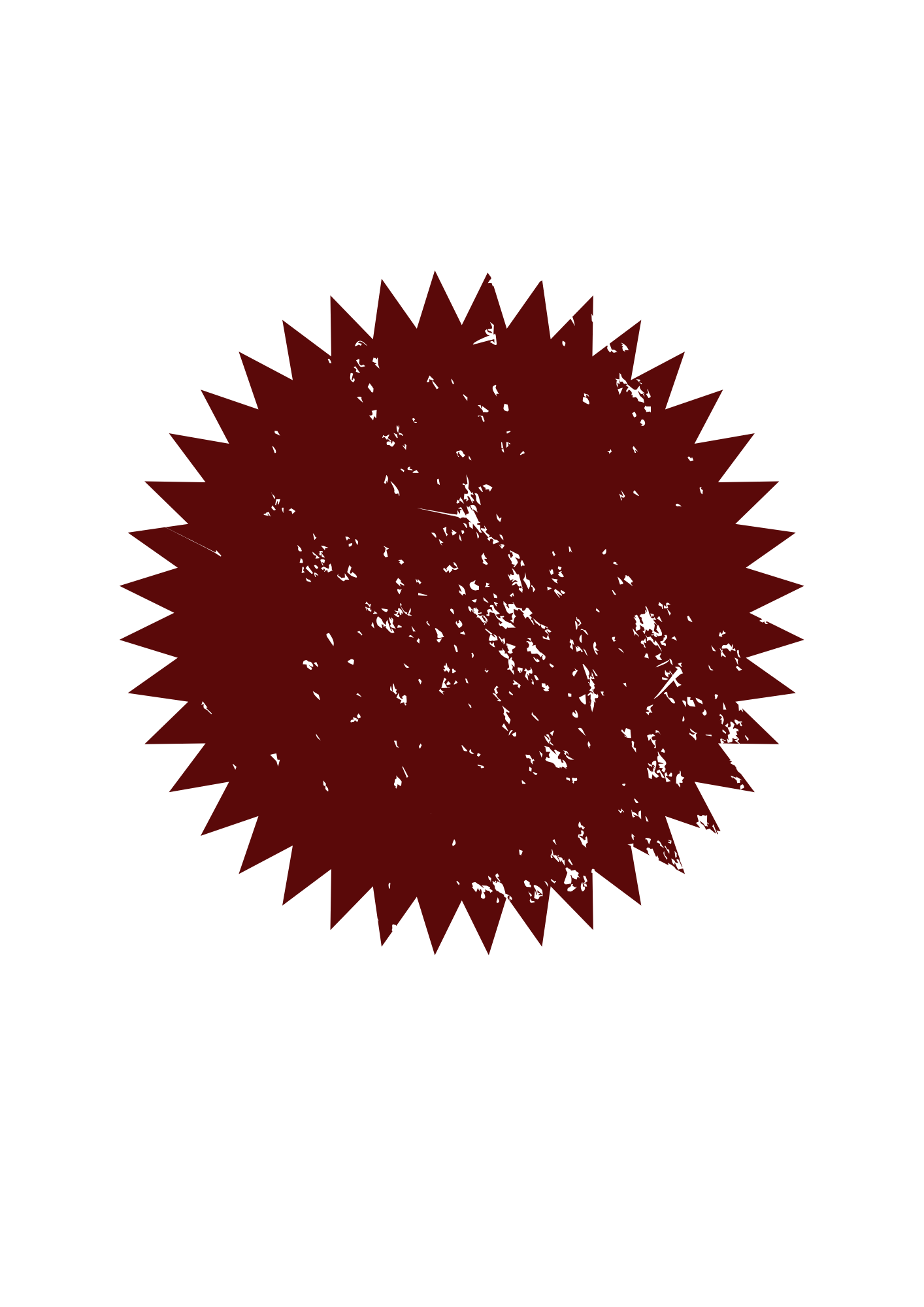 Red official seal or stamp with a distressed, grunge texture