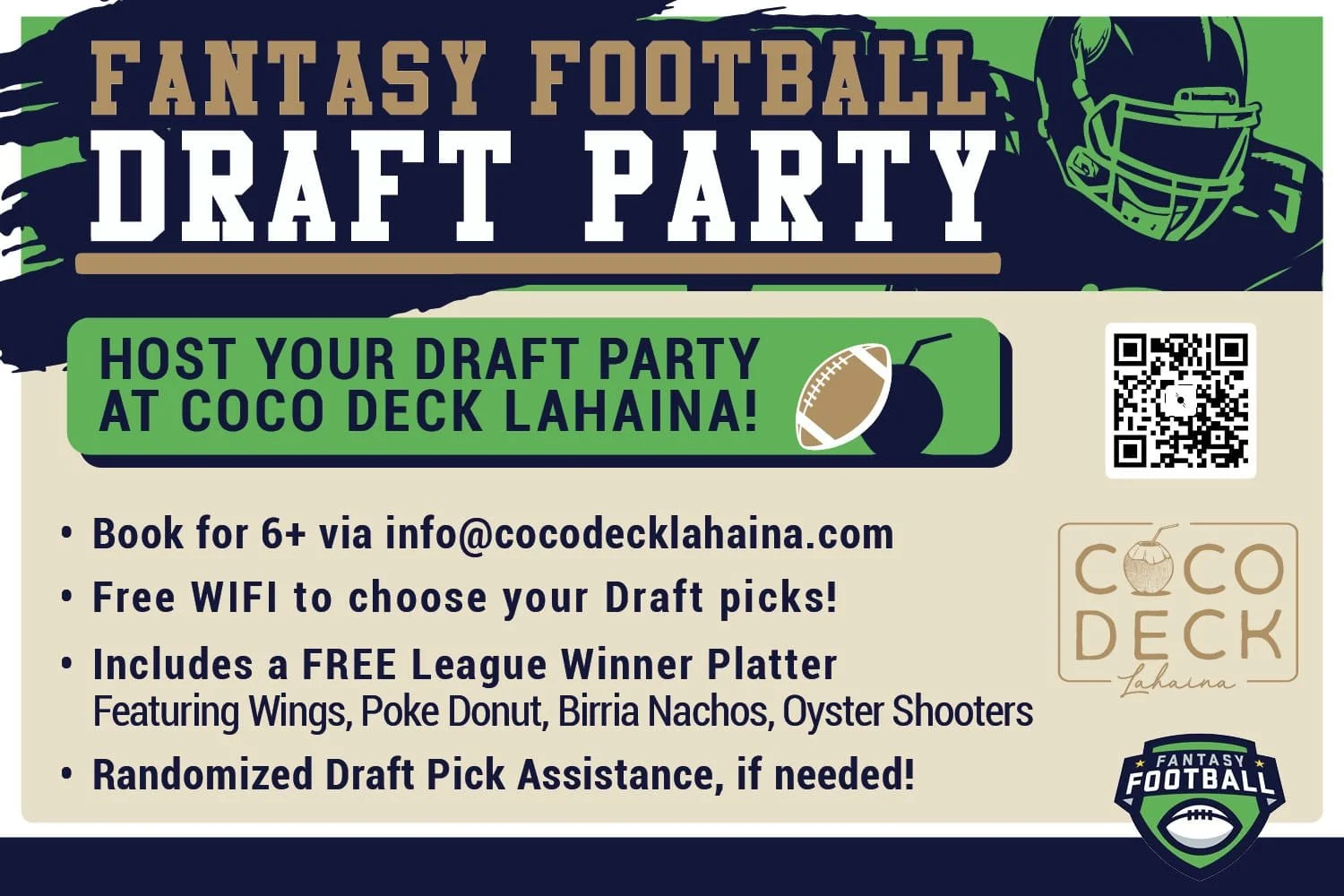 Your Fantasy Football Draft Party - Book Now!