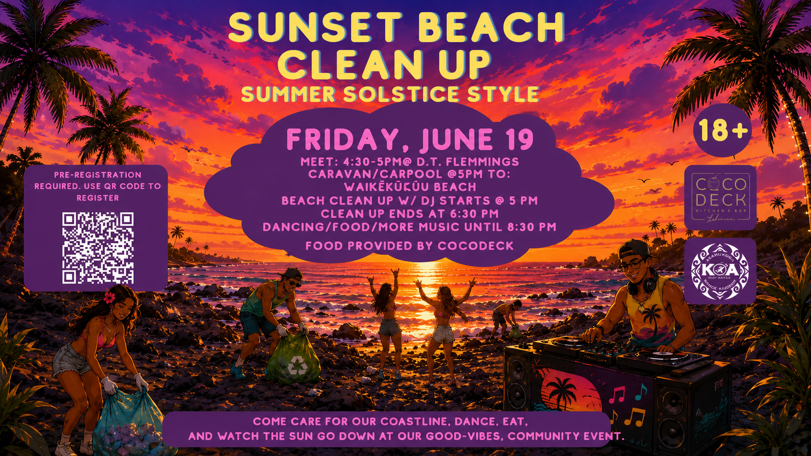 coco deck joins the sunset beach cleanup this summer solstice 