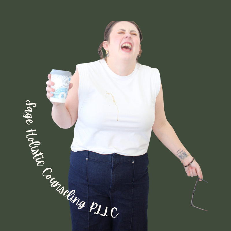 Woman expressing frustration and exhaustion while holding coffee, symbolizing burnout and emotional overload in high achieving women and helping professionals in Texas therapy