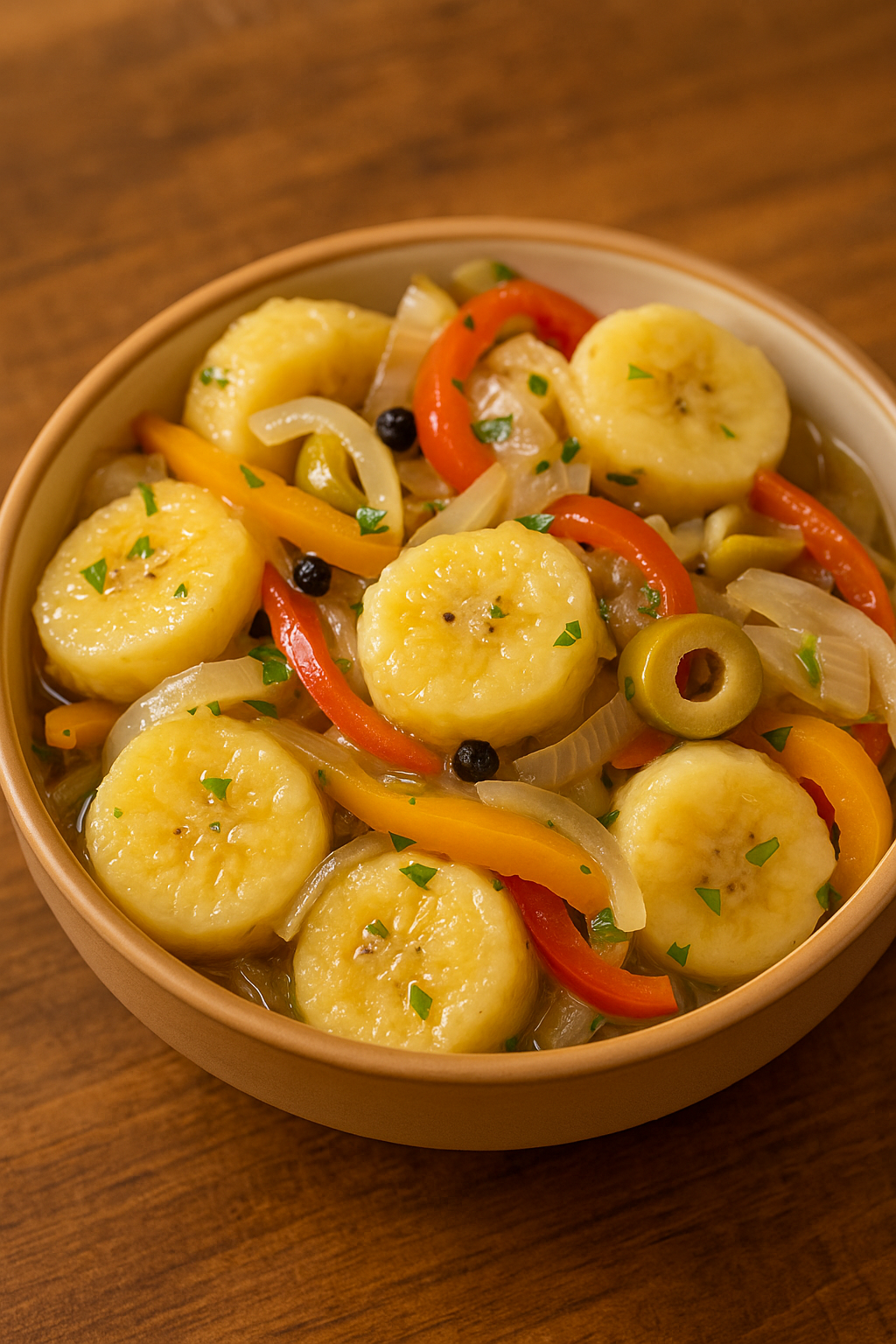 Family-Style Trays · Guineos en Escabeche (Pickled Green Bananas)