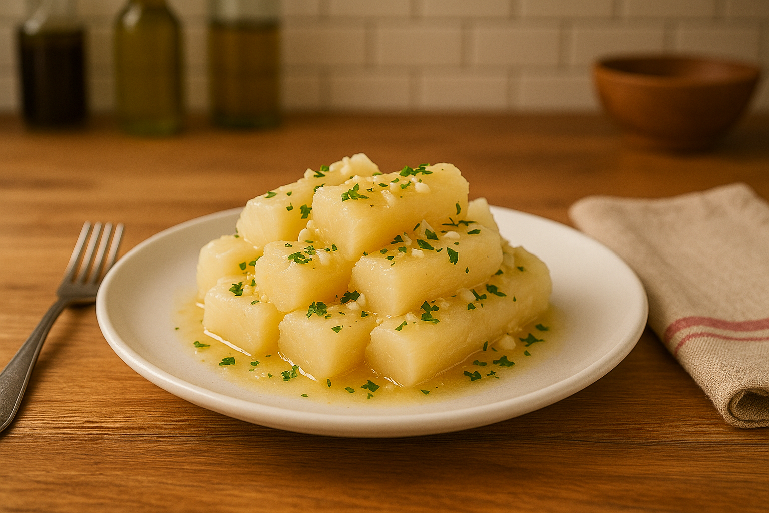 Family-Style Trays · Yuca al Ajillo