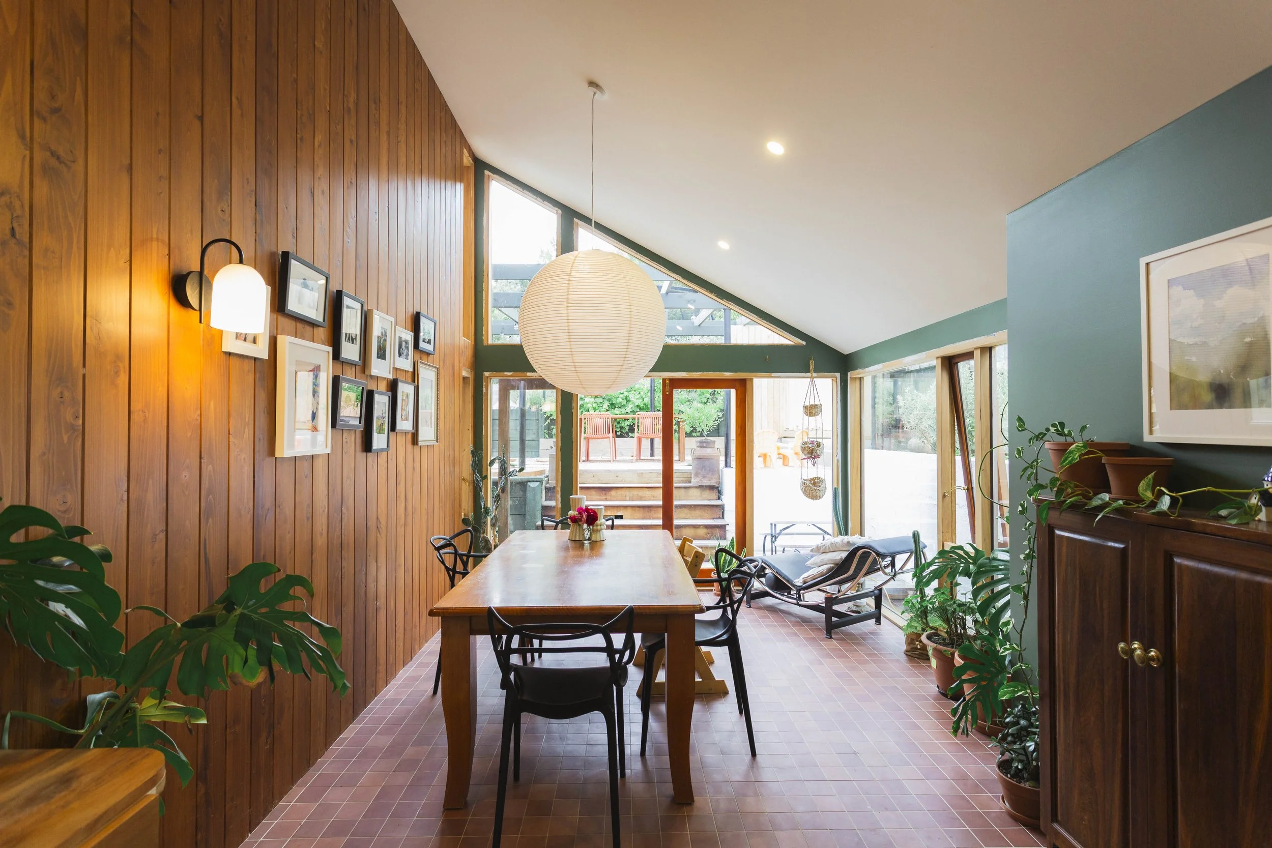 Atrium dining space looking out to terrace