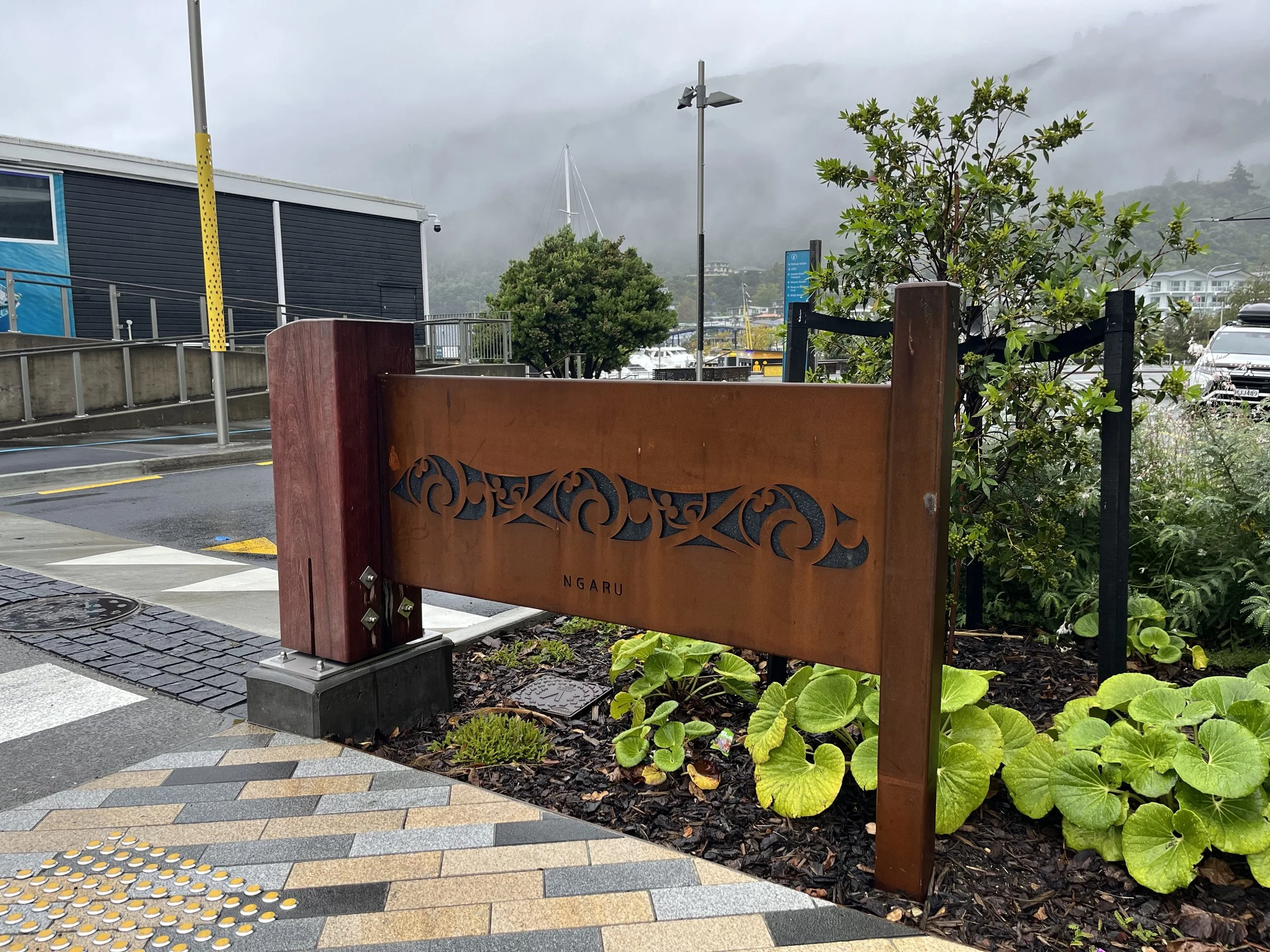 Ngaru Corten Steel Patterning in Picton Waterfront by Architectural Designer Keni-Duke Hetet
