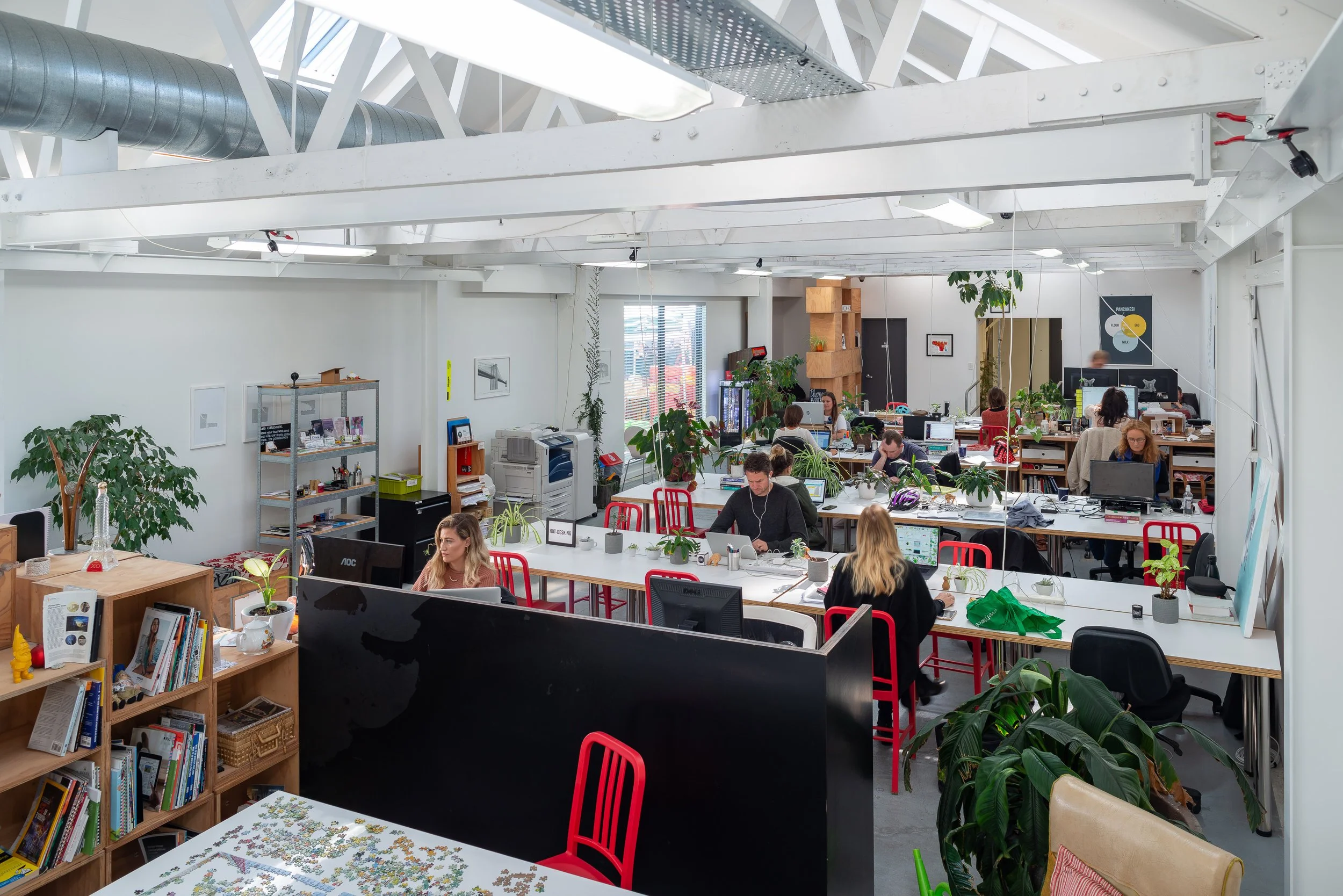 Office Alteration of Nelson CBD building into open plan offices, exposed trusses and raw finishes, industrial look, a labour of love by Nelson Architectural Designer, Keni-Duke Hetet