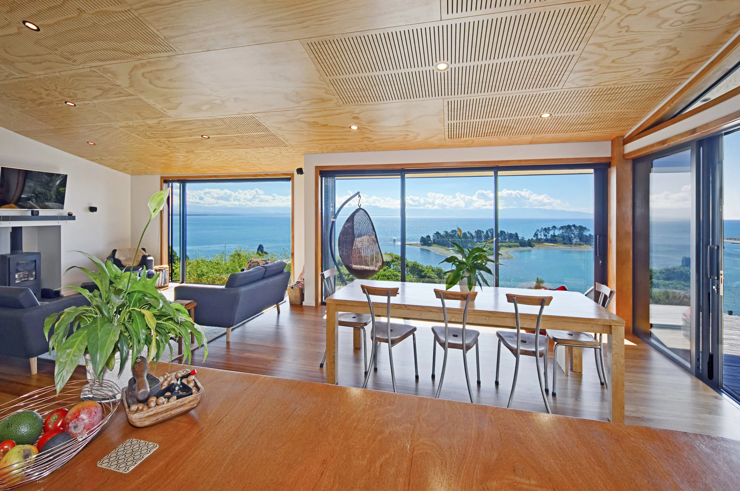 View out to Haulashore Island when standing at breakfast bar