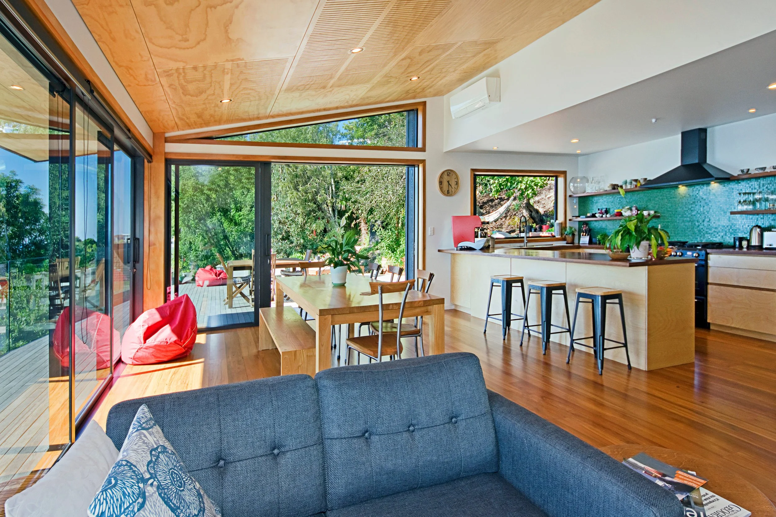 Corner sliders stacked for best use of space and wonderful views