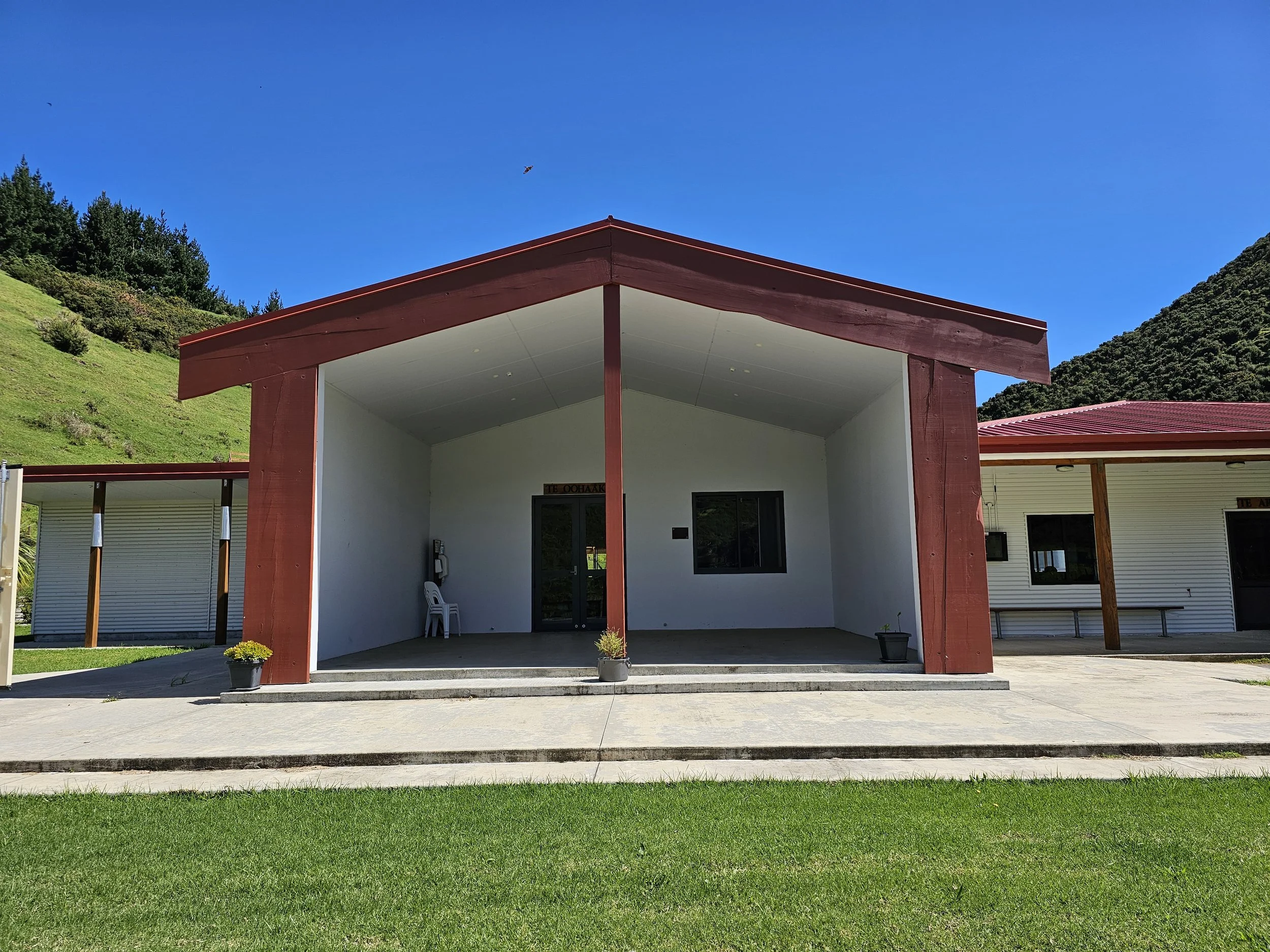 New Wharenui Te Kooraha Exterior Mahau end