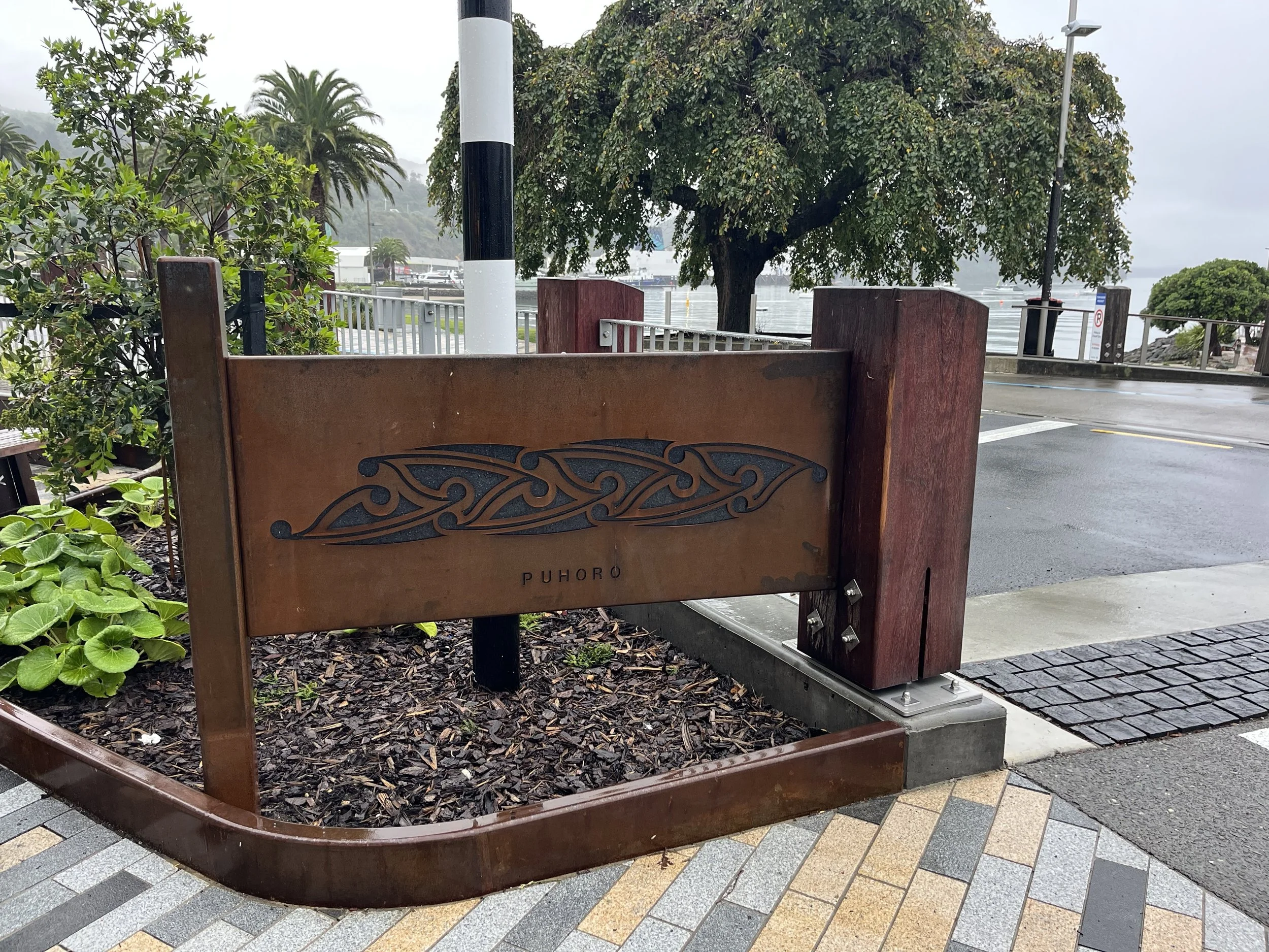 Puhoro Corten Steel Patterning in Picton Waterfront by Architectural Designer Keni-Duke Hetet