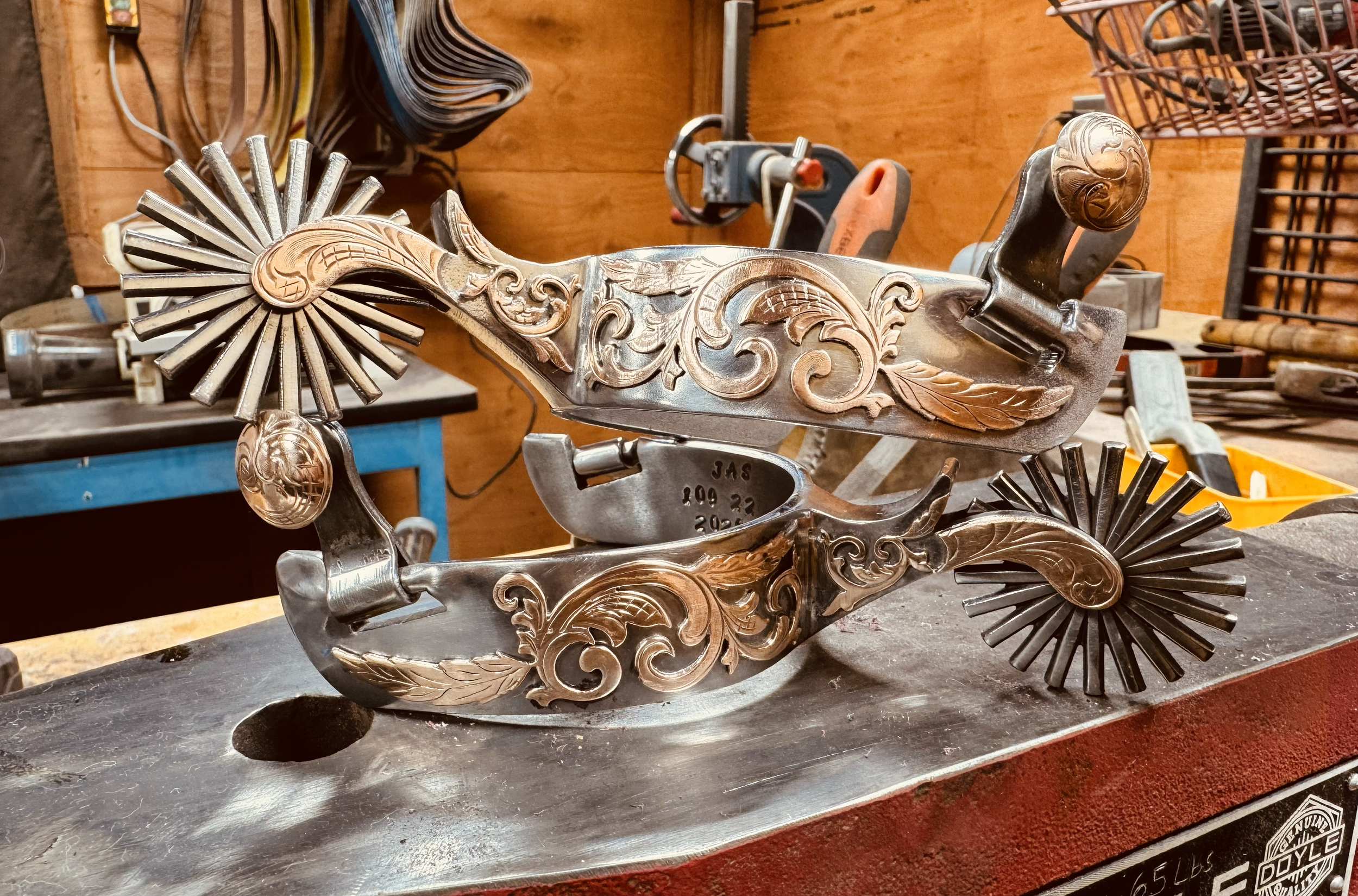 Engraved Copper All-Around Spurs