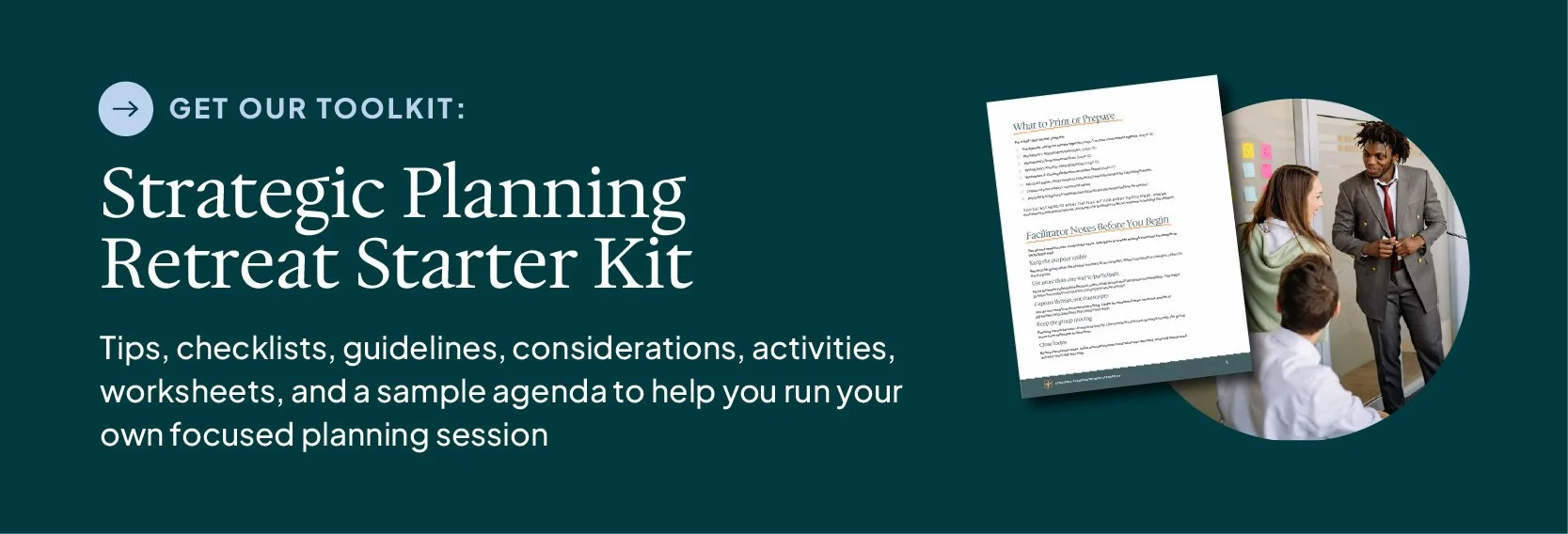 graphic highlighting link to free strategic planning retreat starter kit resource