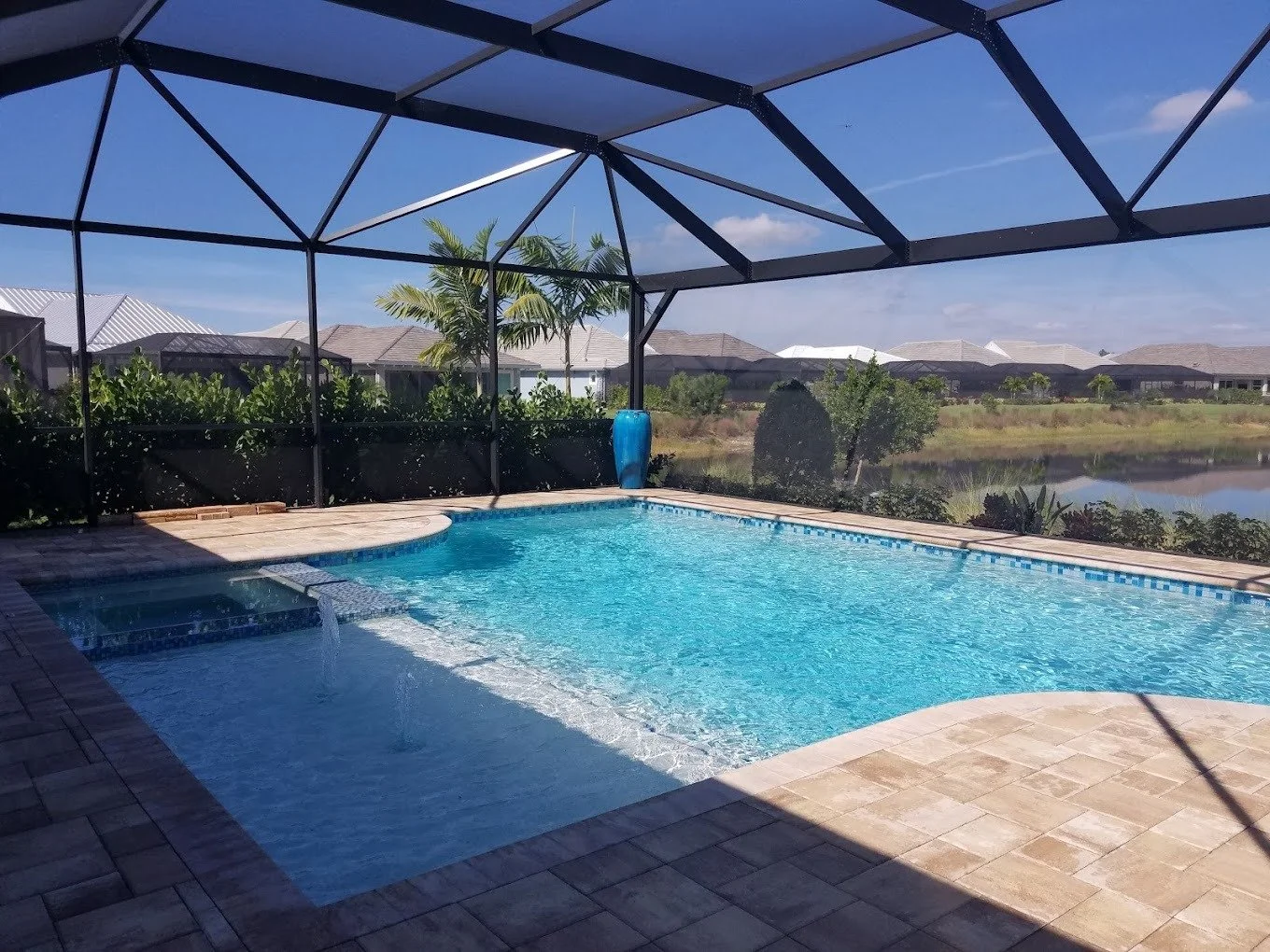 Cleaning a pool screen enclosure in Weston, FL