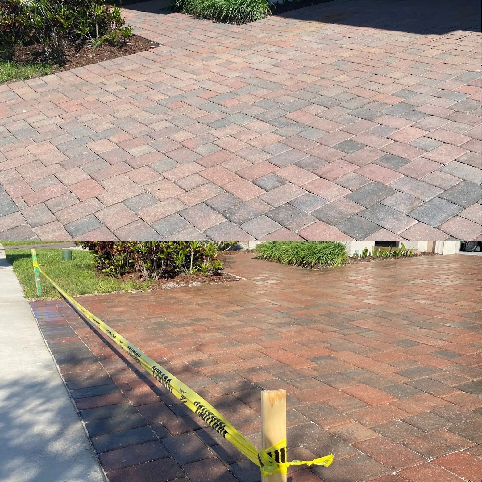 Concrete paver clean, sand and sealing in Kendall, FL.
