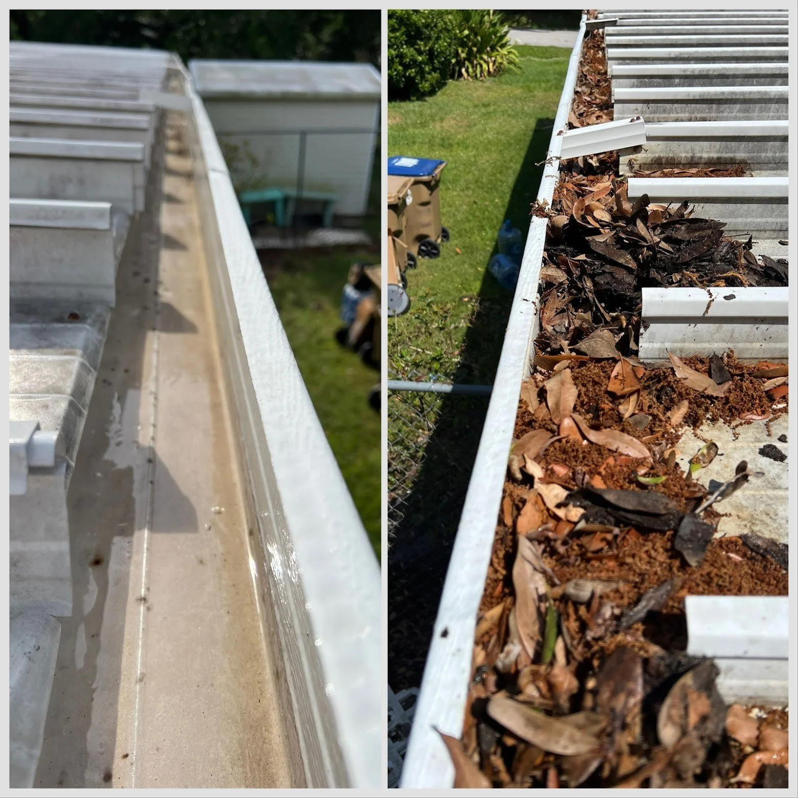 Clearing debris from a home's gutters in Pinecrest, FL