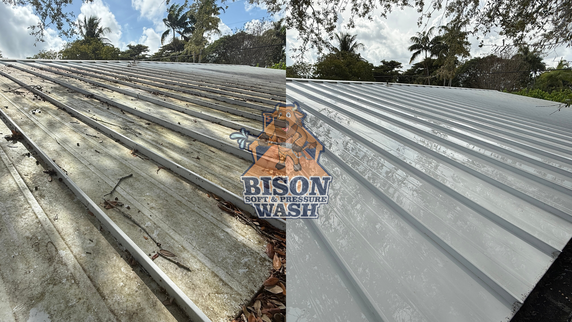 Metal roof soft wash in Pincrest, FL