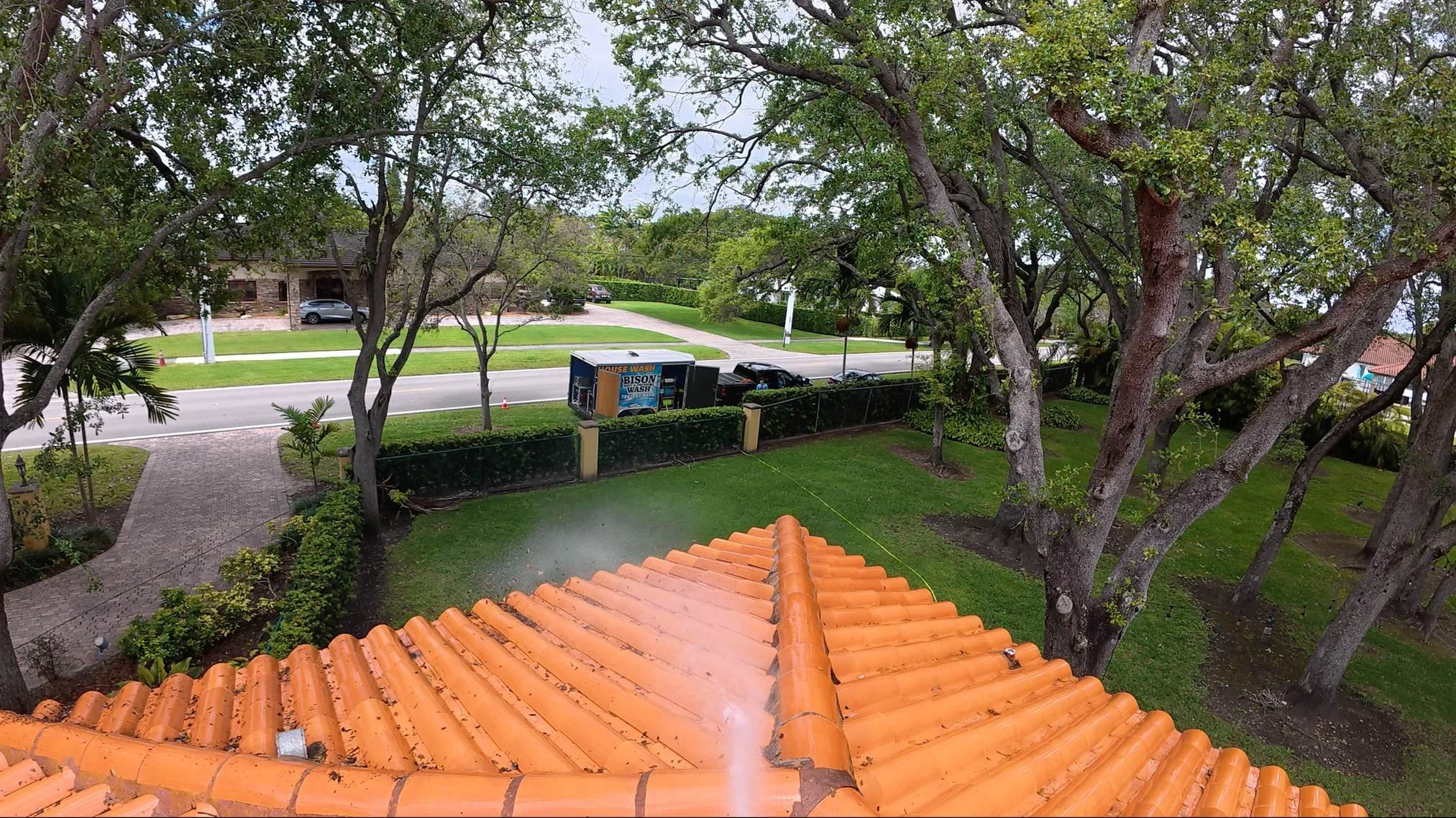Sof Washing a roof with trailer in Kendall, Fl
