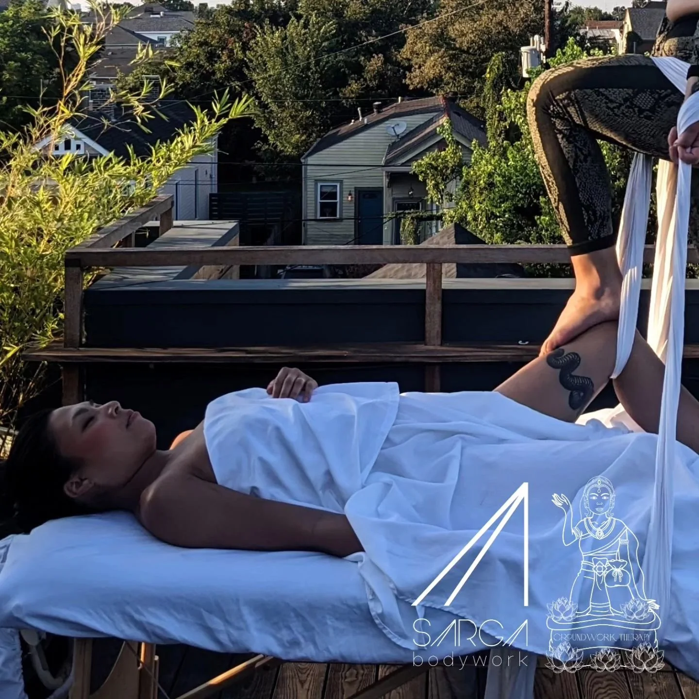 Why barefoot bodywork?
The plantar surface of the foot is broad and sensitive, delivering deep yet soothing pressure. Moving slowly and obliquely, you'll love the comprehensive work without bruising or pain. 
Groundwork Therapy is Louisiana's only