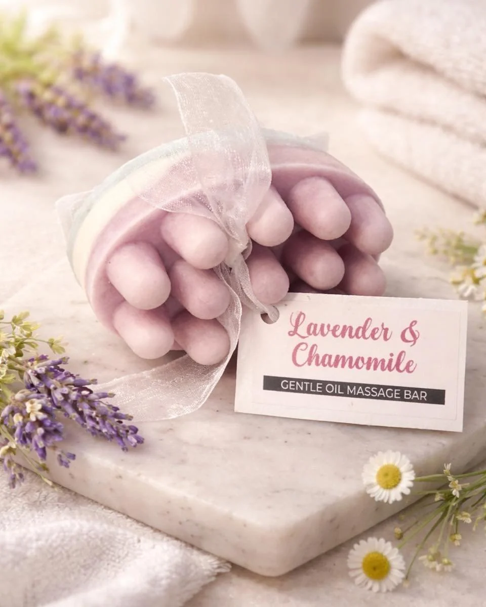 New in the shop:

Lavender &amp; Chamomile Massage Bar - A blend of mandarin, lavender, and chamomile, neroli and lily of the valley. 

✨ Why you&rsquo;ll love it:
 &bull; Calming lavender + chamomile scent
 &bull; Softens and hydrates dry skin
 &bul