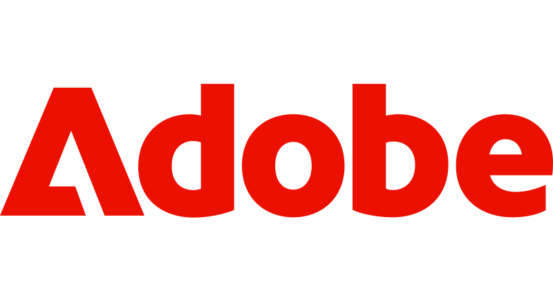 Adobe logo in red and black letters.