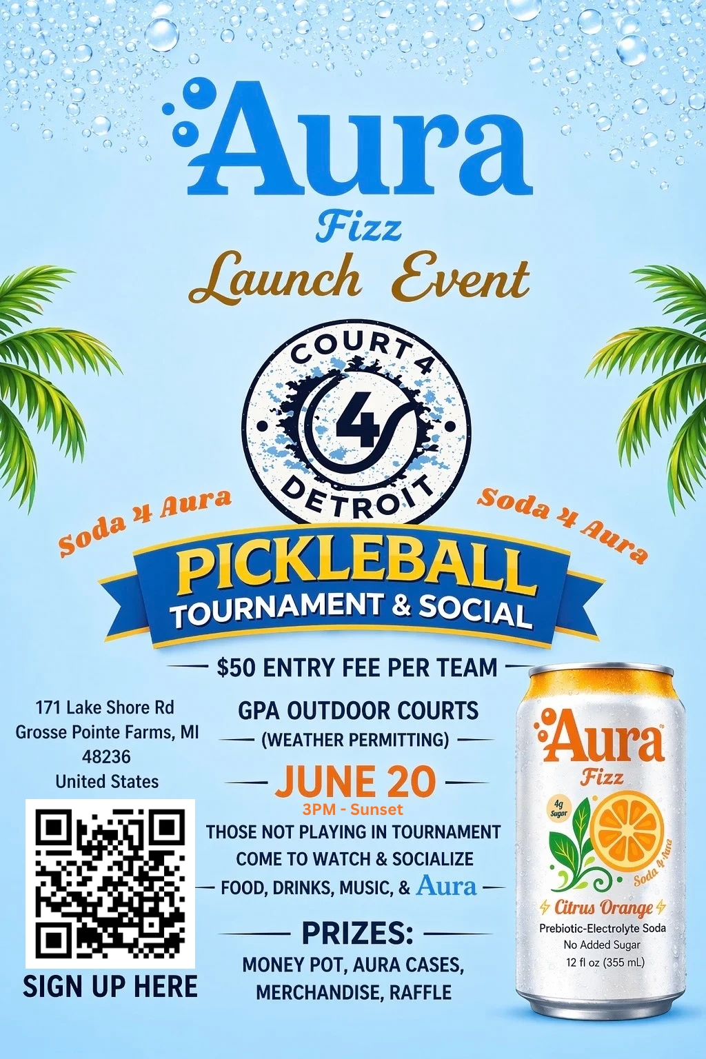 Aura Fizz Pickleball Tournament & Social
