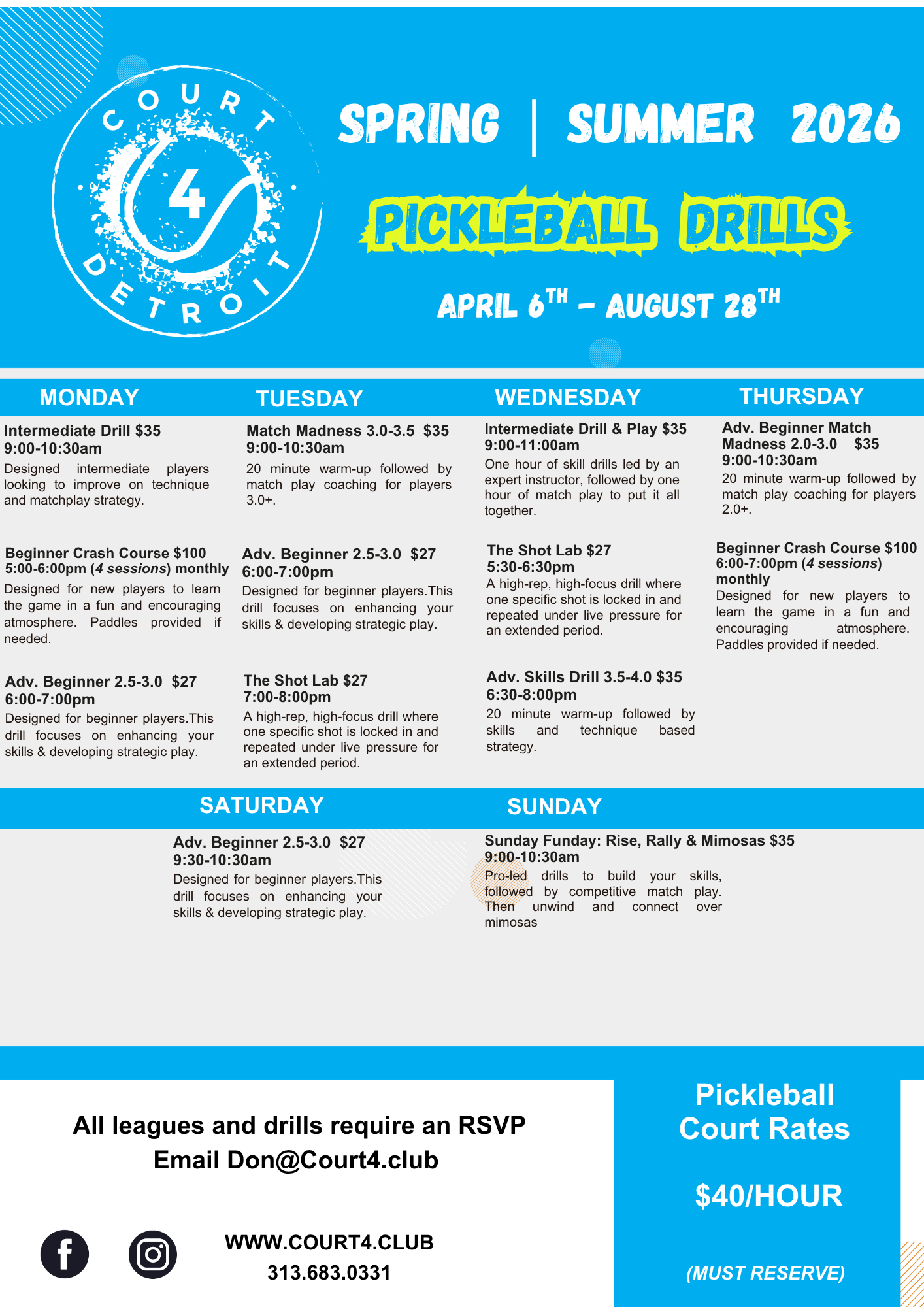 Pickleball drills flyer