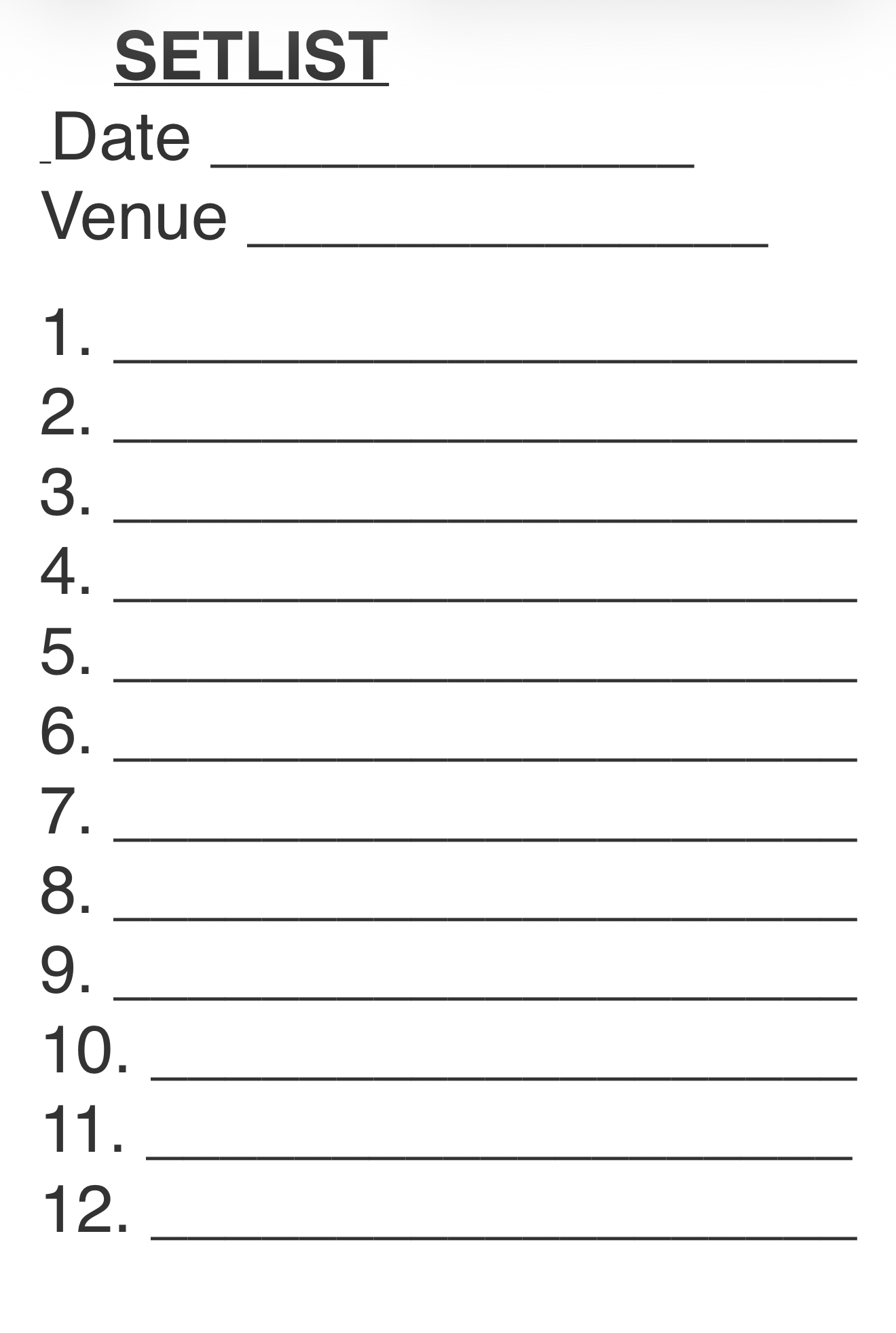 Full Setlist Form