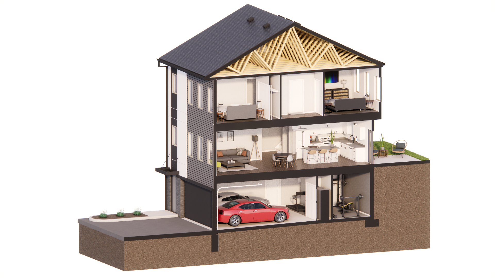 Orthagonal Section - Townhomes - 3BR Unit Dollhouse View 01.png