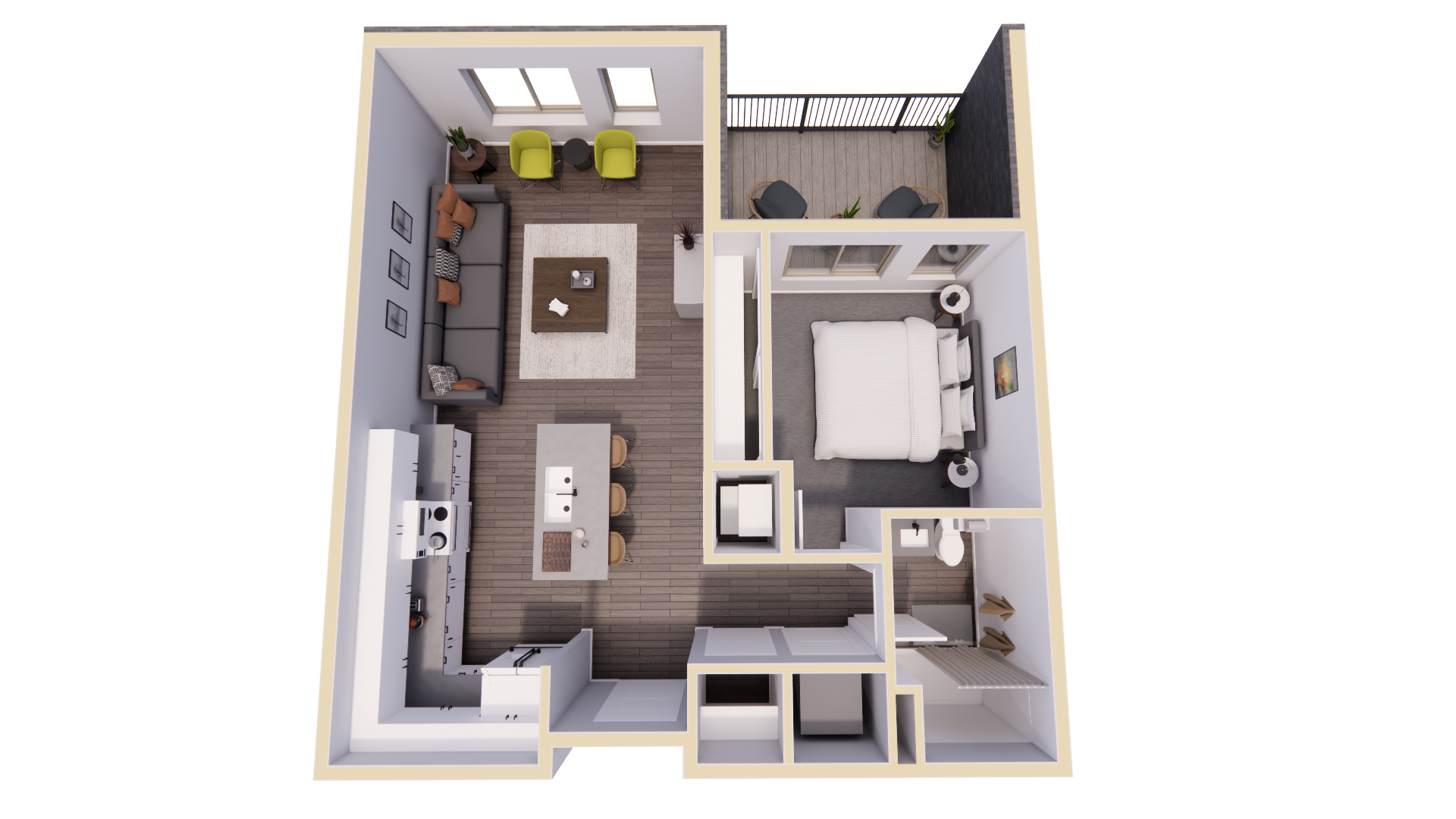 Apartment Bldg - 1BR -Type A Unit Dollhouse View - Perspective.png
