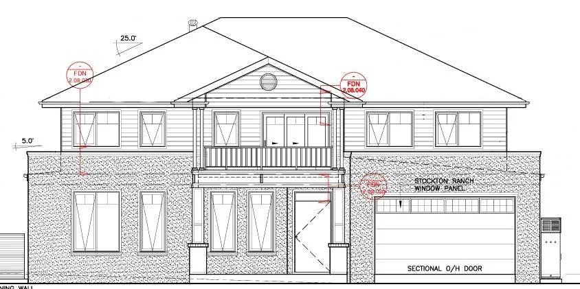 Hamptons style facade plan Gilead NSW with Monier Elabana roof profile, Taubmans neutral colour scheme and Eco Outdoor cladding details