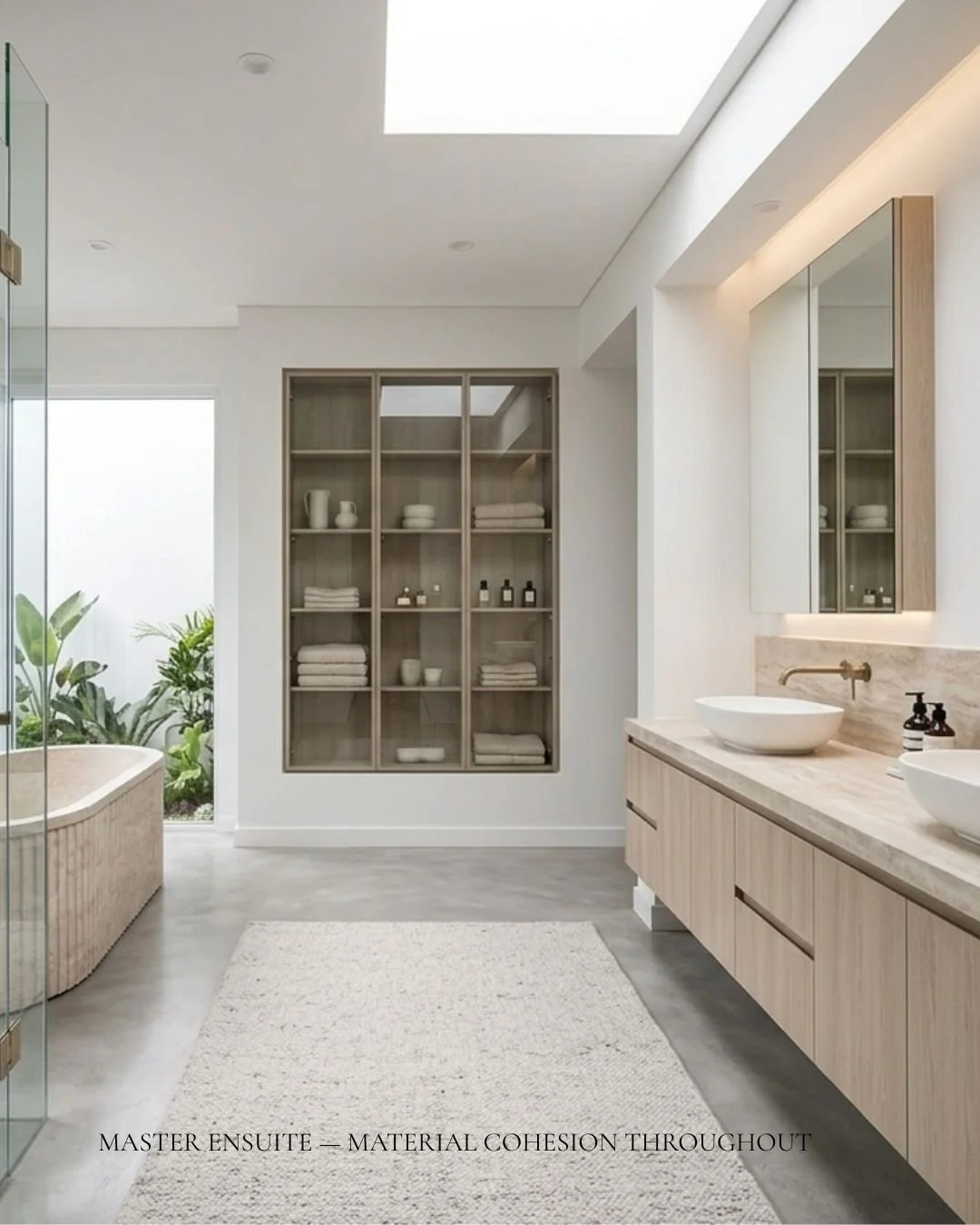 Polytec Coastal Oak and Travertine bathoom Clovelly