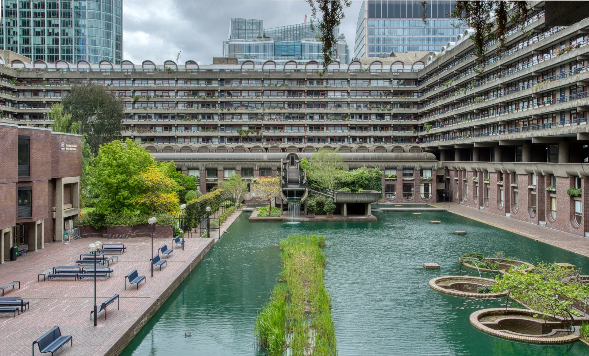Barbican Centre exterior pond Architecture Photography London David Olanipekun
