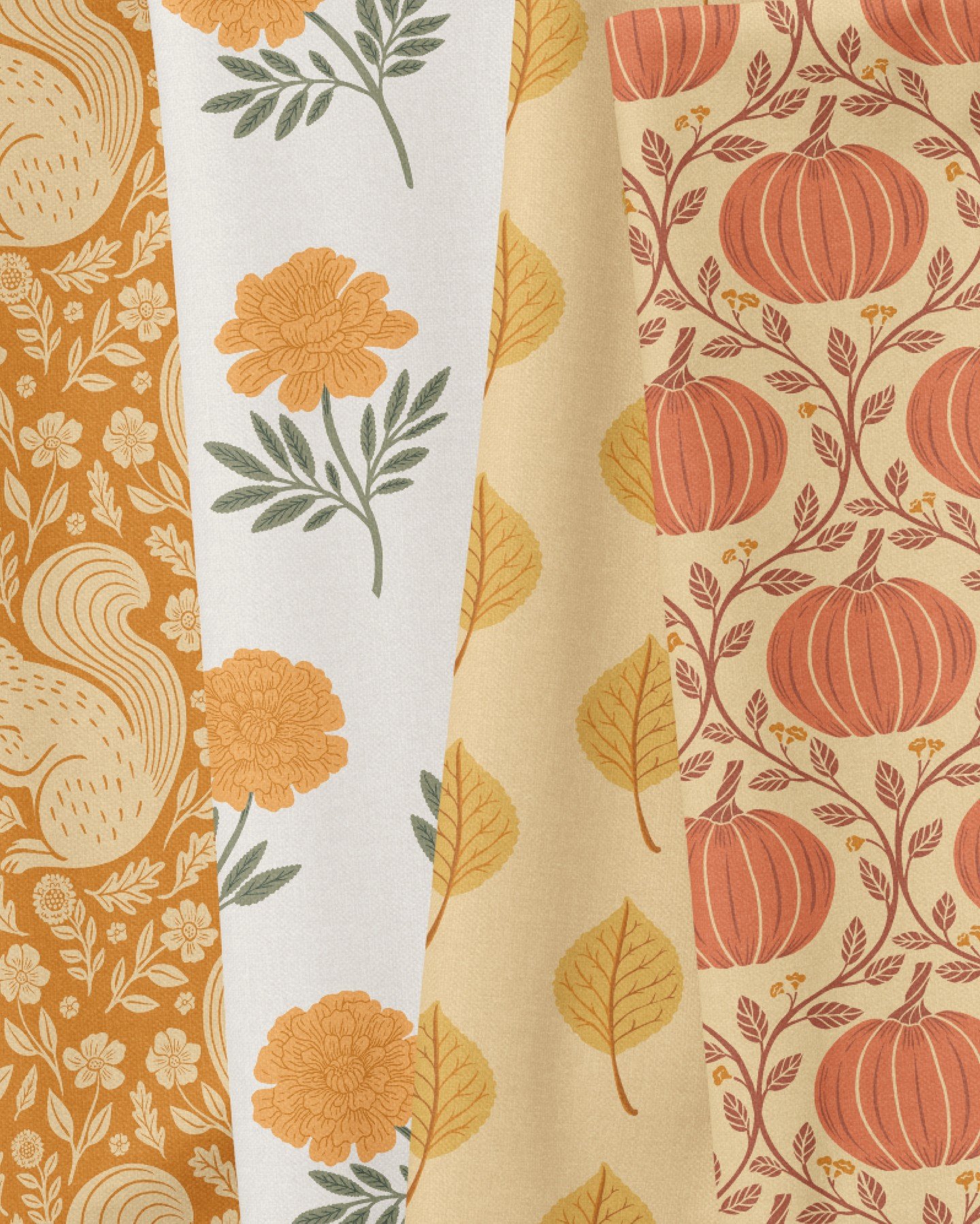 I'm loving the change of season 🍁. The cooler weather, the leaves changing the color, the pumpkin flavored treats. 

These cute fall themed patterns are up in my Spoonflower shop in several color ways. 

The link to my shop is in my profile 👆 

.

