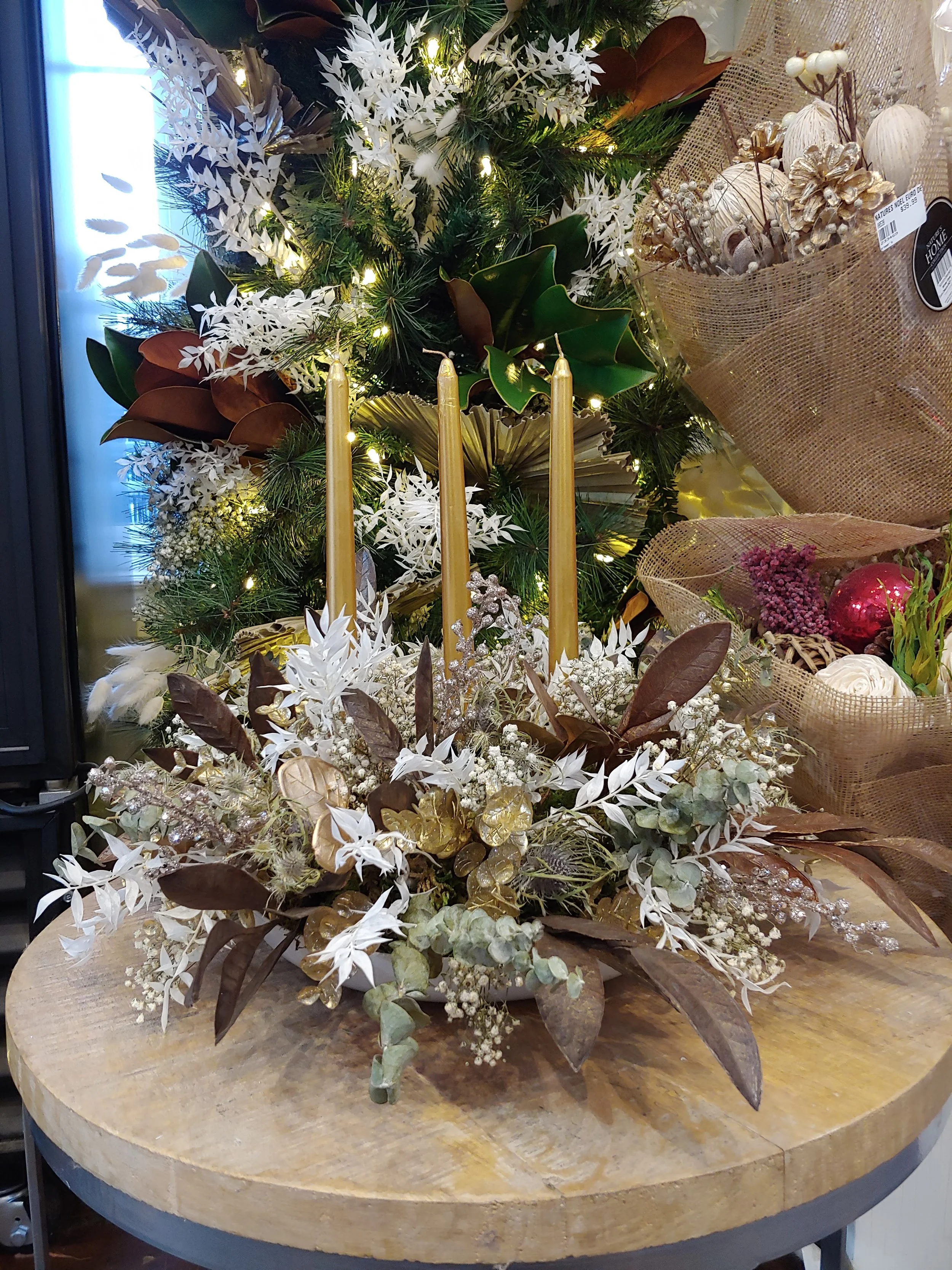 Dried Flower Table Arrangement with Candles