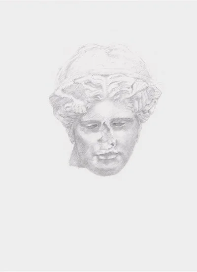  Ὕπνου κάρα | Head of Hypnos  silverpoint and graphite on prepared paper 22,86 x 30,48 cm (9 × 12 in.) 
