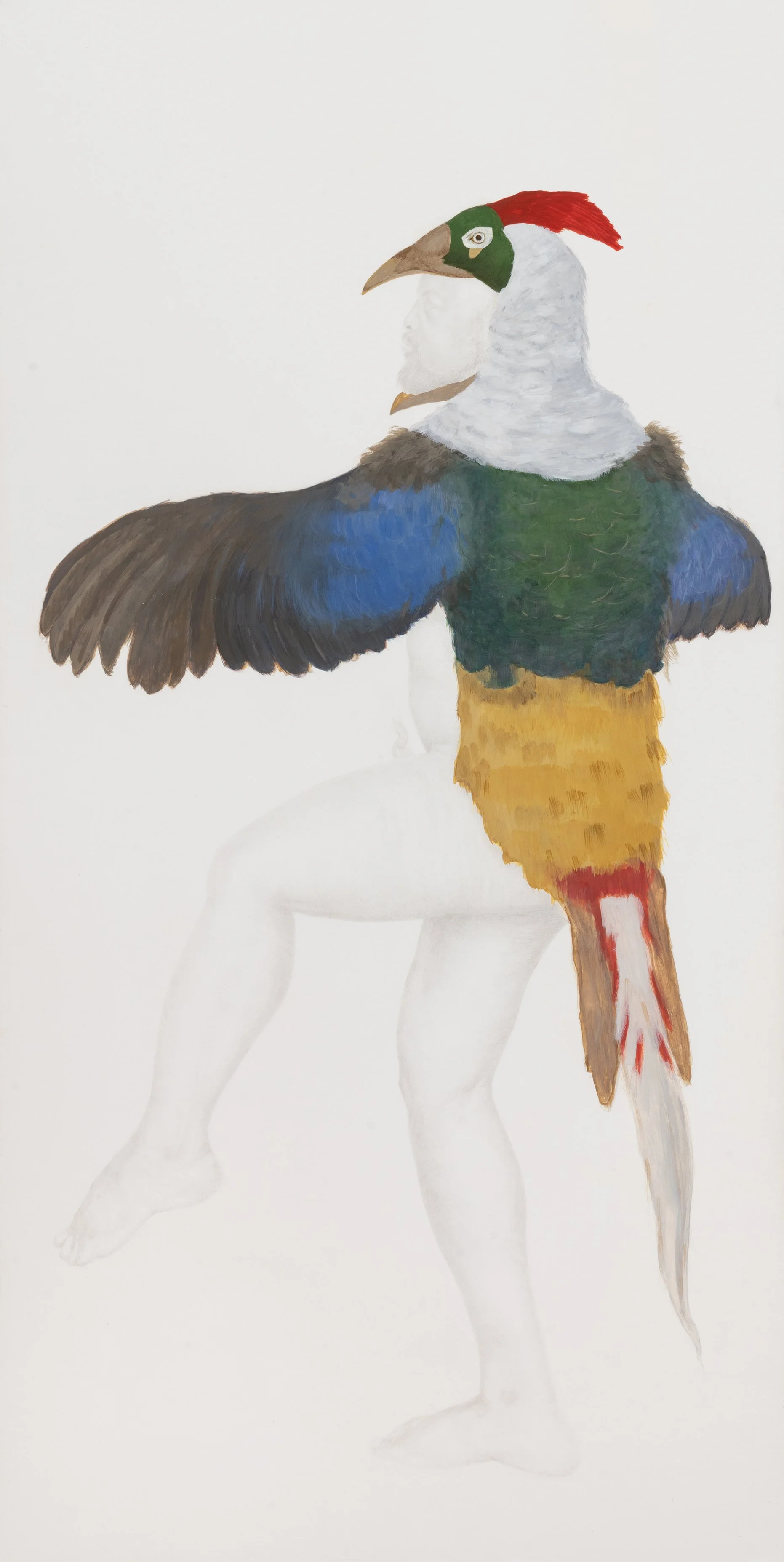  ἐν Νεφελοκοκκυγίᾳ | Fly (in Cuckoonebulopolis)  24k goldpoint, silverpoint and egg tempera on prepared paper mounted on panel, 61 x 121,9 cm (24 × 48 in.) 