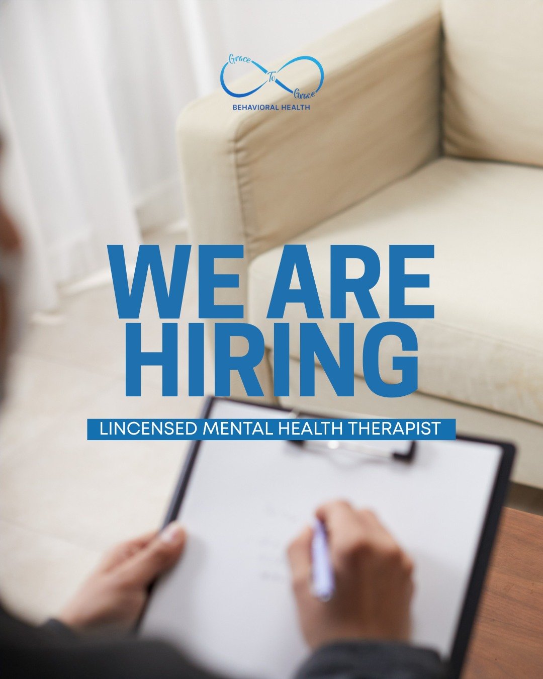 We&rsquo;re Hiring!

Grace to Grace Behavioral Health is looking for a LISW, LPCC, or IMFT to join our team!

If you&rsquo;re passionate about providing client-centered, trauma-informed care and is open to hybrid work, including in-person, weekends, 