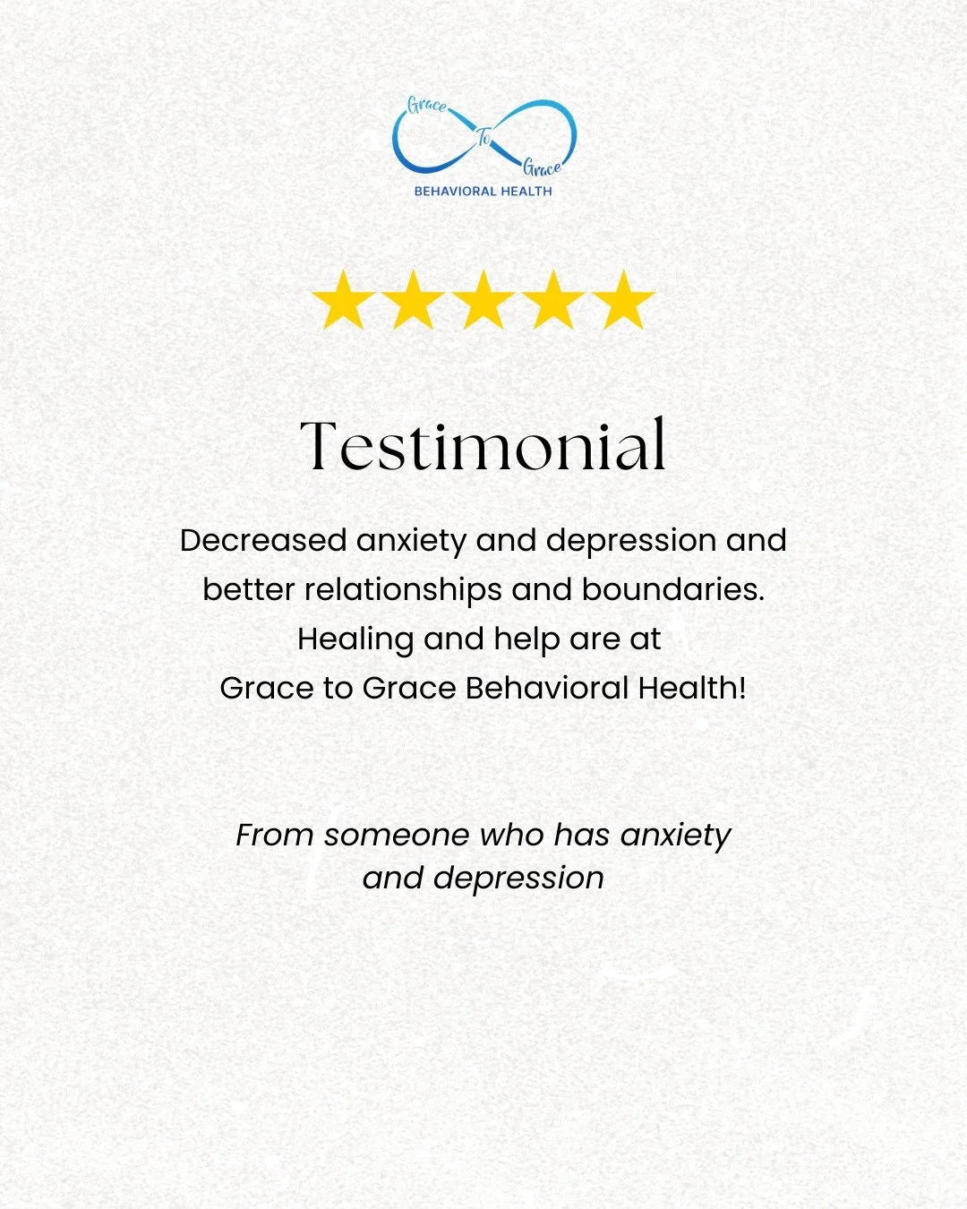 There is nothing more meaningful to us than hearing how our clients have experienced care, support, and healing.

Your testimonials remind us why we do what we do. They remind others that hope is real. And they show that reaching out for help can tru