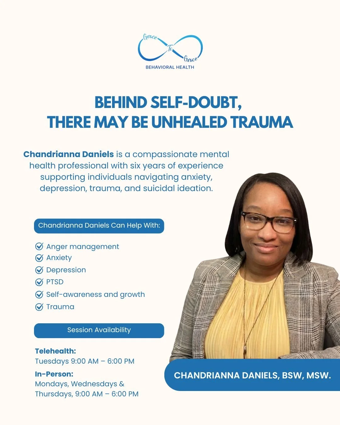 Behind Self-Doubt, There May Be Unhealed Trauma

The way you see yourself may be shaped by the experiences you had to survive.

Trauma can quietly affect confidence, self-worth, and the ability to feel safe within yourself.

You do not have to go thr